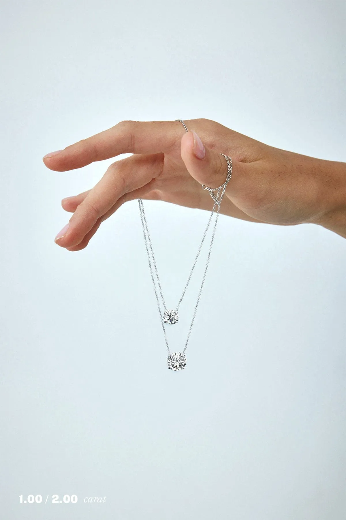 1 carat Round Floating Diamond Necklace