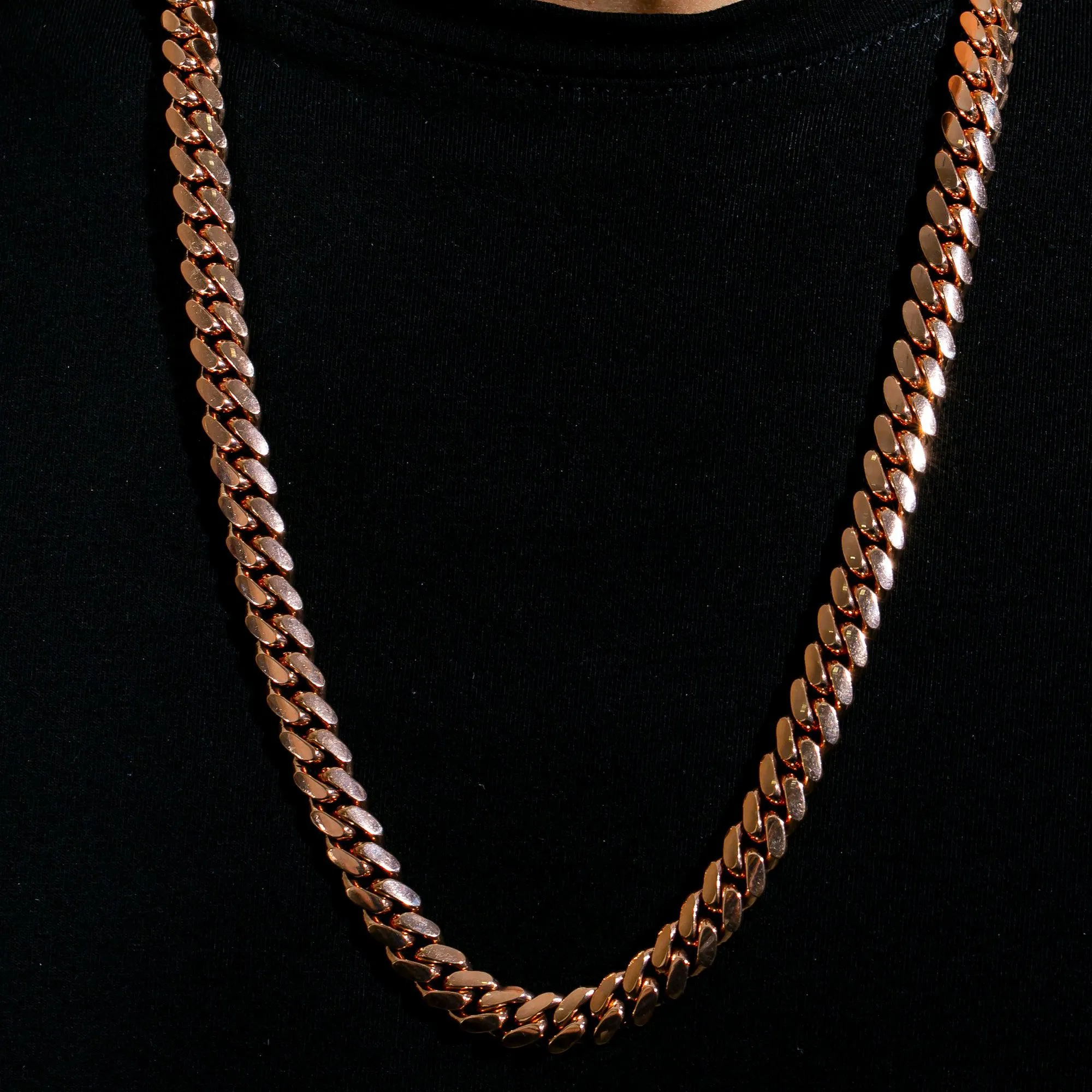 10k Rose Gold 10mm Solid Miami Cuban Chain Available In Sizes 18"-26"