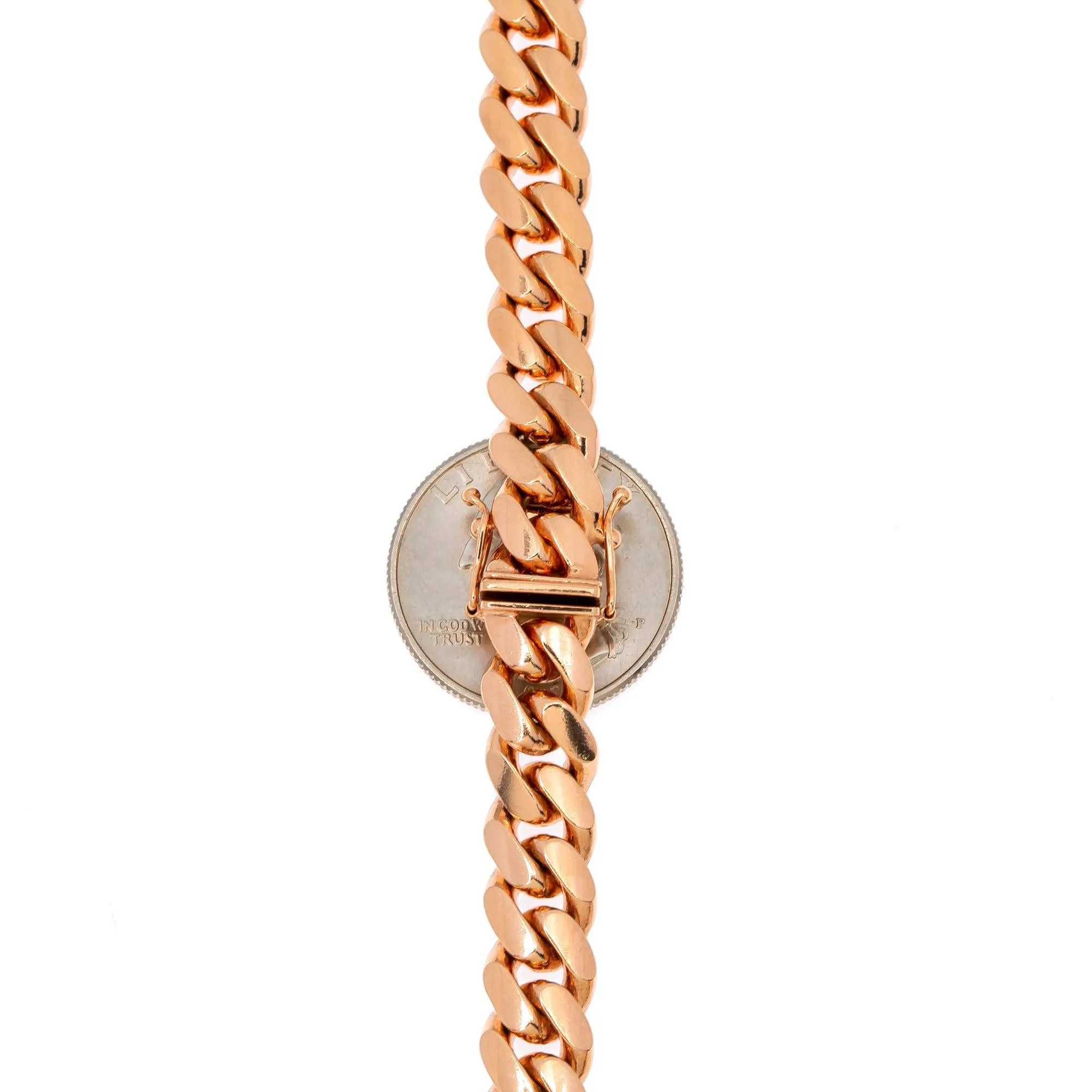 10k Rose Gold 10mm Solid Miami Cuban Chain Available In Sizes 18"-26"