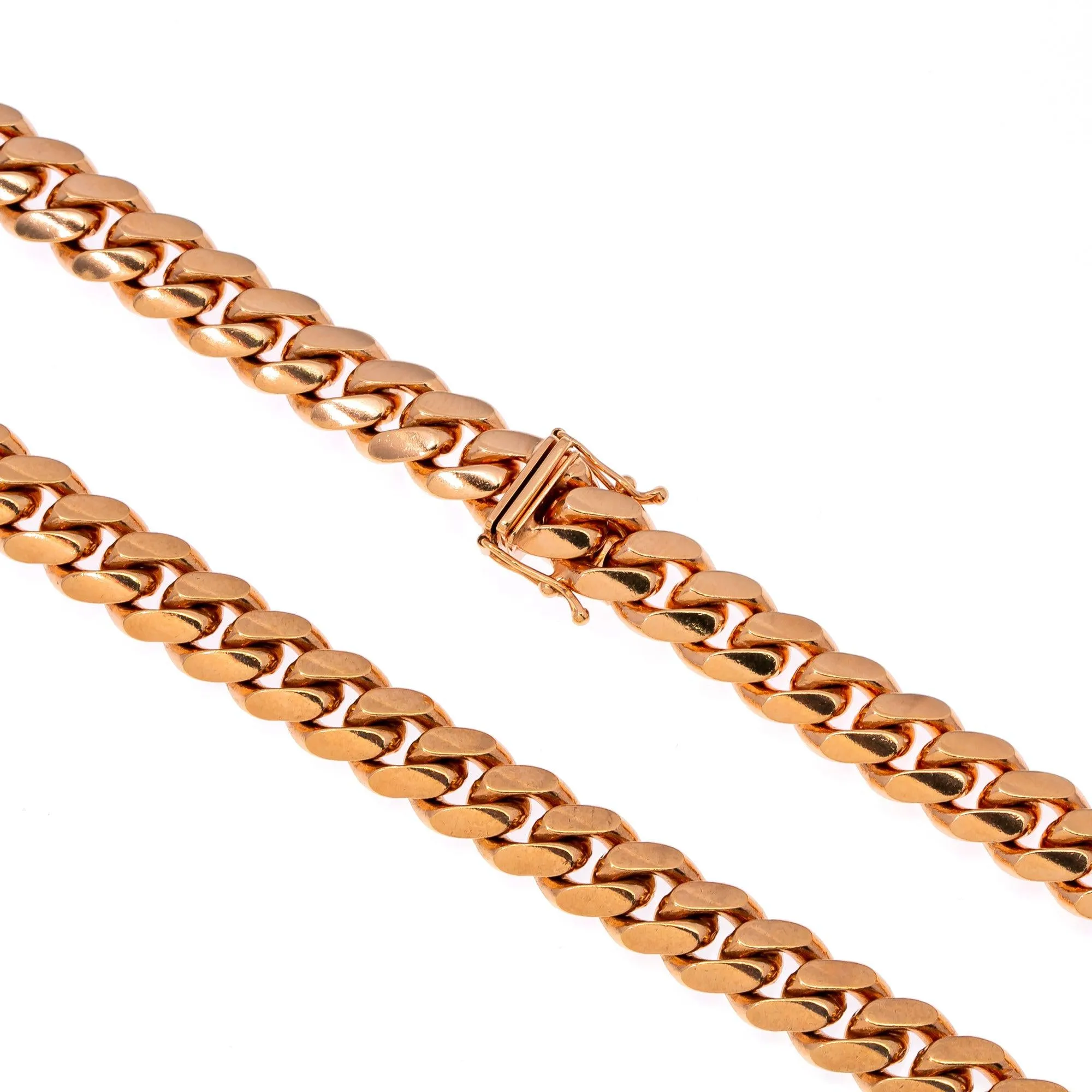 10k Rose Gold 10mm Solid Miami Cuban Chain Available In Sizes 18"-26"