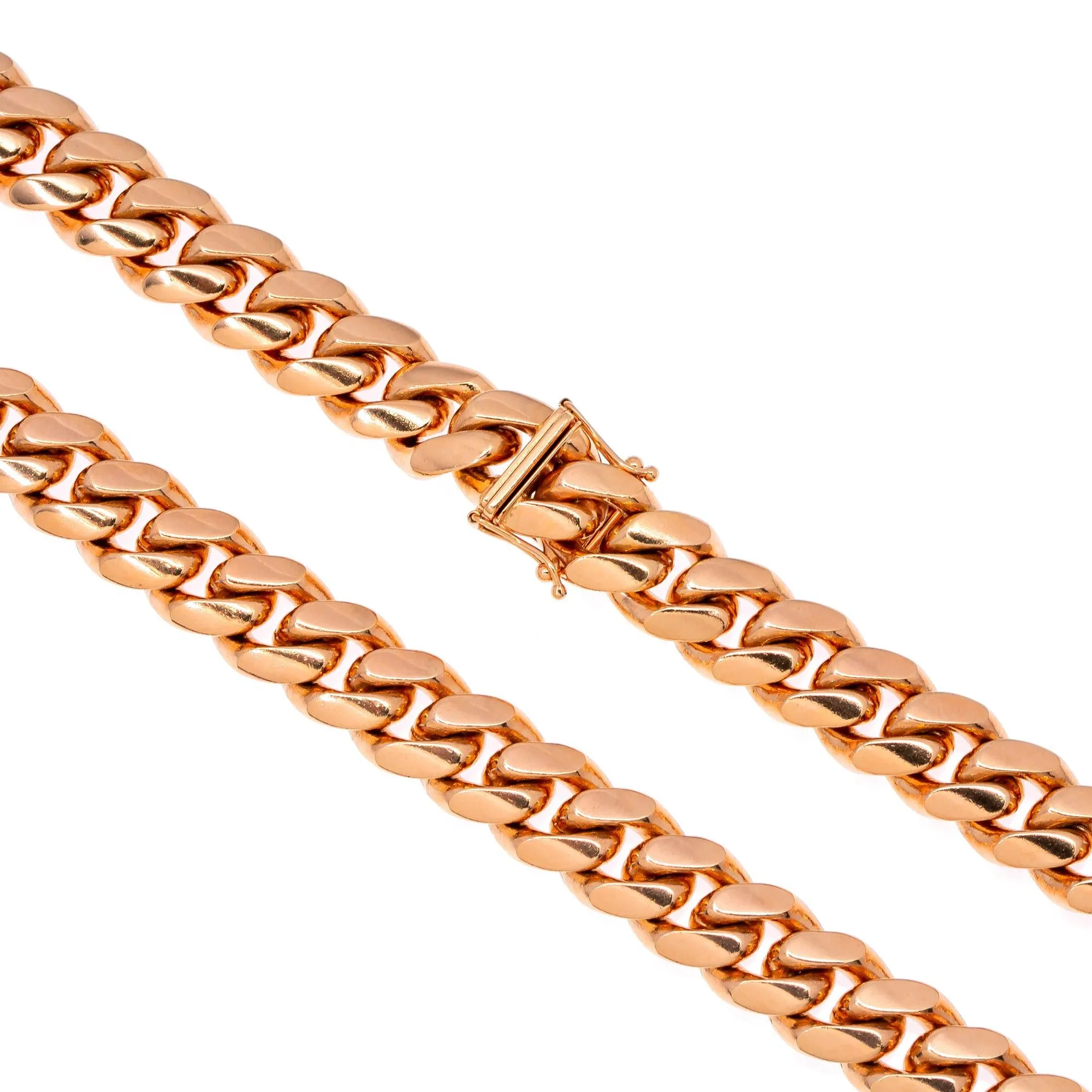 10k Rose Gold 12mm Solid Miami Cuban Chain Available In Sizes 18"-26"