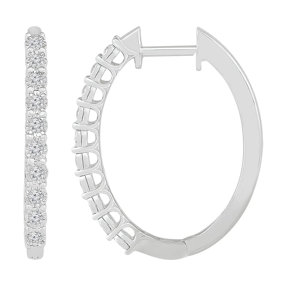 1/4 CTW Diamond Hoop 25MM Earrings in Sterling Silver