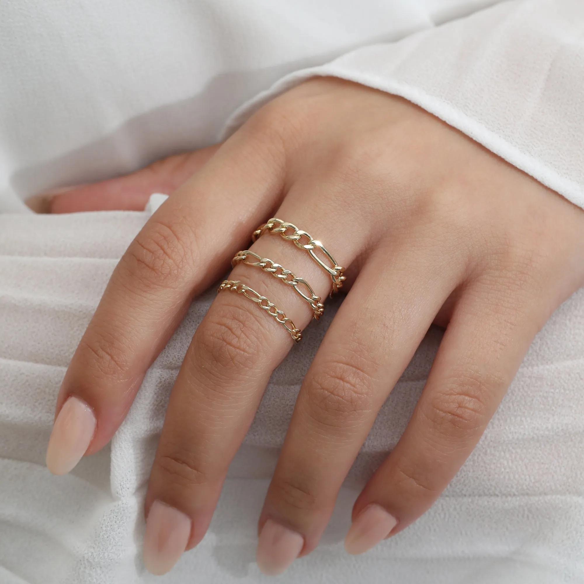 14k Gold Figaro Chain Ring, Suzanne