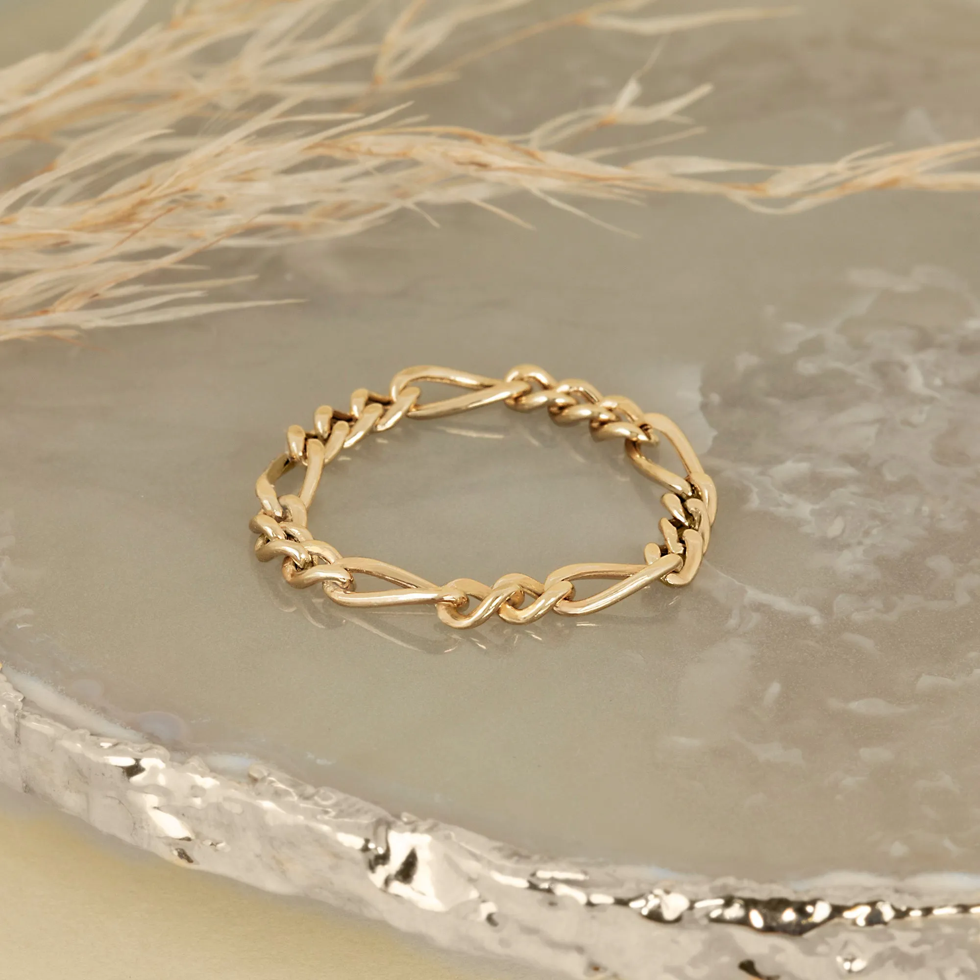 14k Gold Figaro Chain Ring, Suzanne