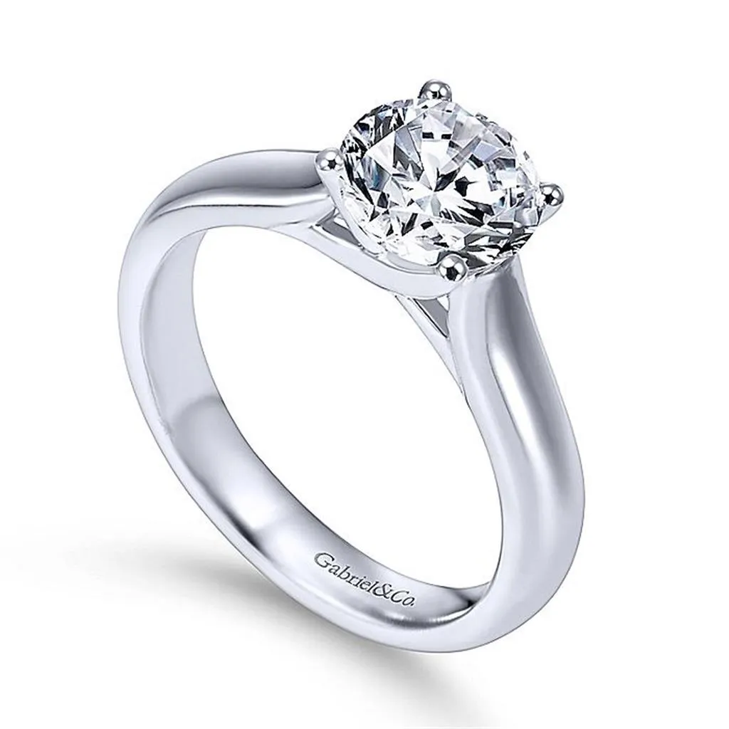 14K White Gold 'Helen' Round Diamond Engagement Ring