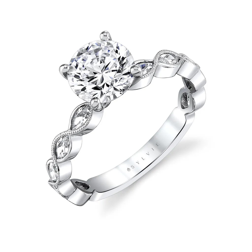 14K White Gold 'Ivy' Classic Round Diamond Engagement Ring