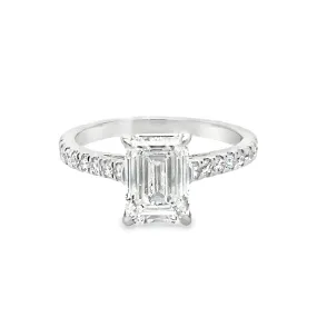 14K White Gold Lab Grown Emerald Cut Engagement Ring - 2.32ctw