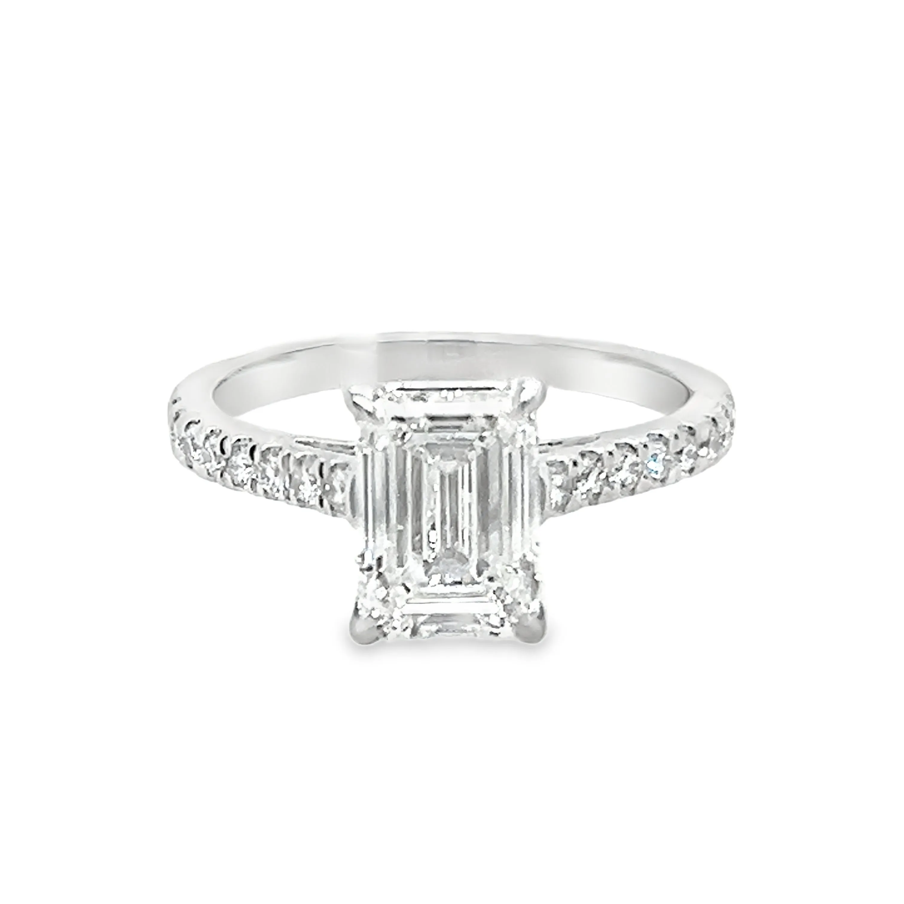 14K White Gold Lab Grown Emerald Cut Engagement Ring - 2.32ctw