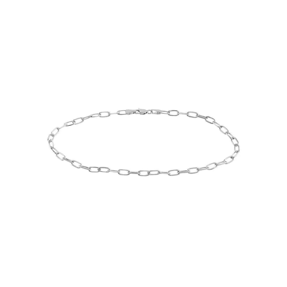 14K White Gold Solid Paperclip Chain - 3.10mm