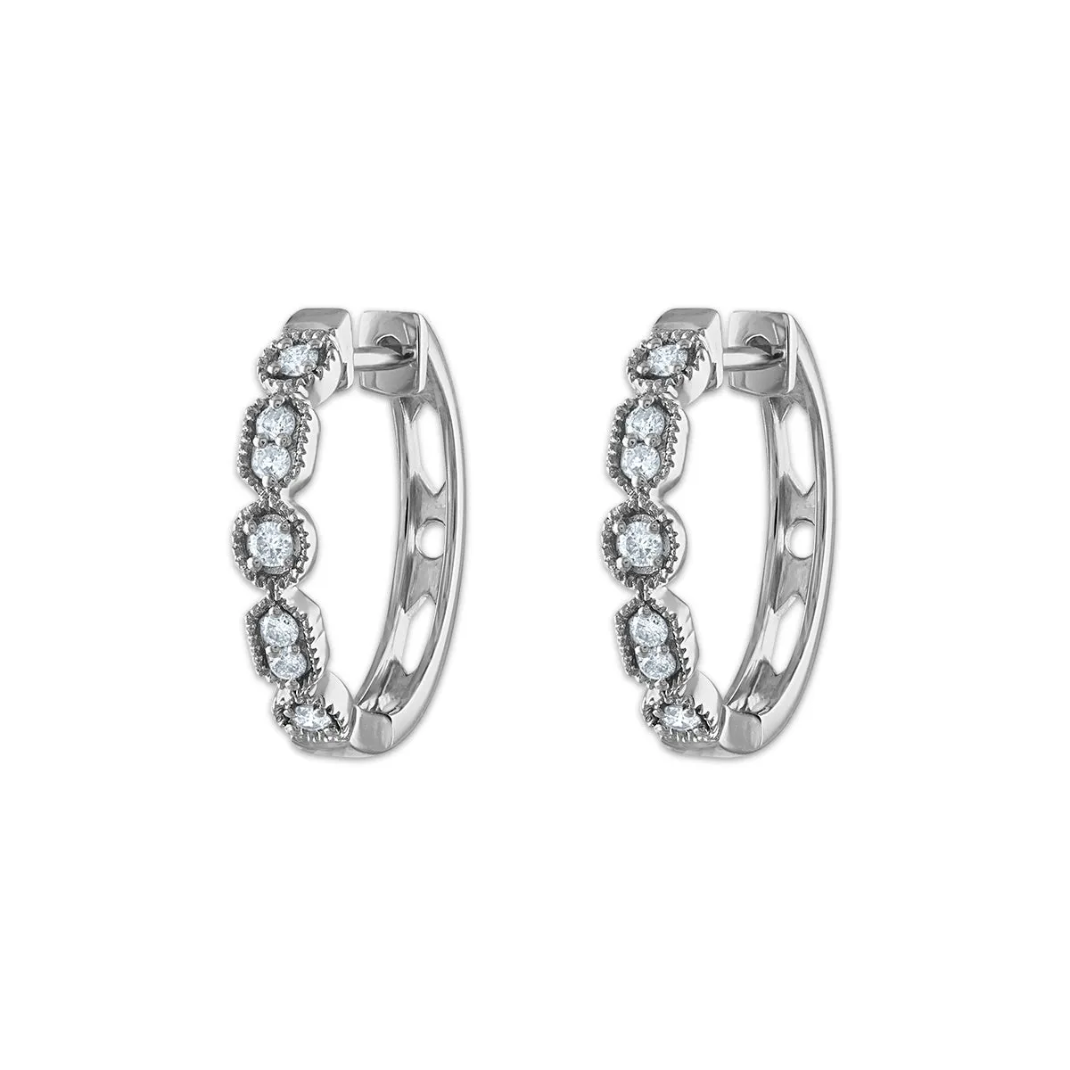 1/6 CTW Diamond Hoop Earrings in 10KT White Gold