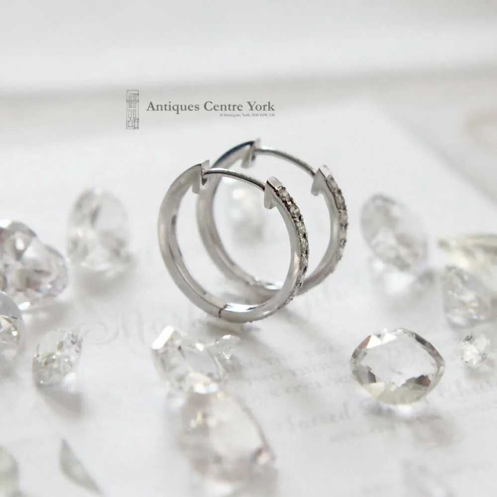 18ct White Gold Diamond Hoop Earrings 0.30ct