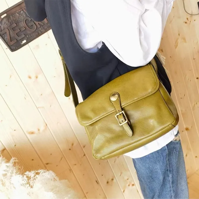 American Vintage Vegetable Tanned Leather Messenger Bag Women's Crossbody Bag