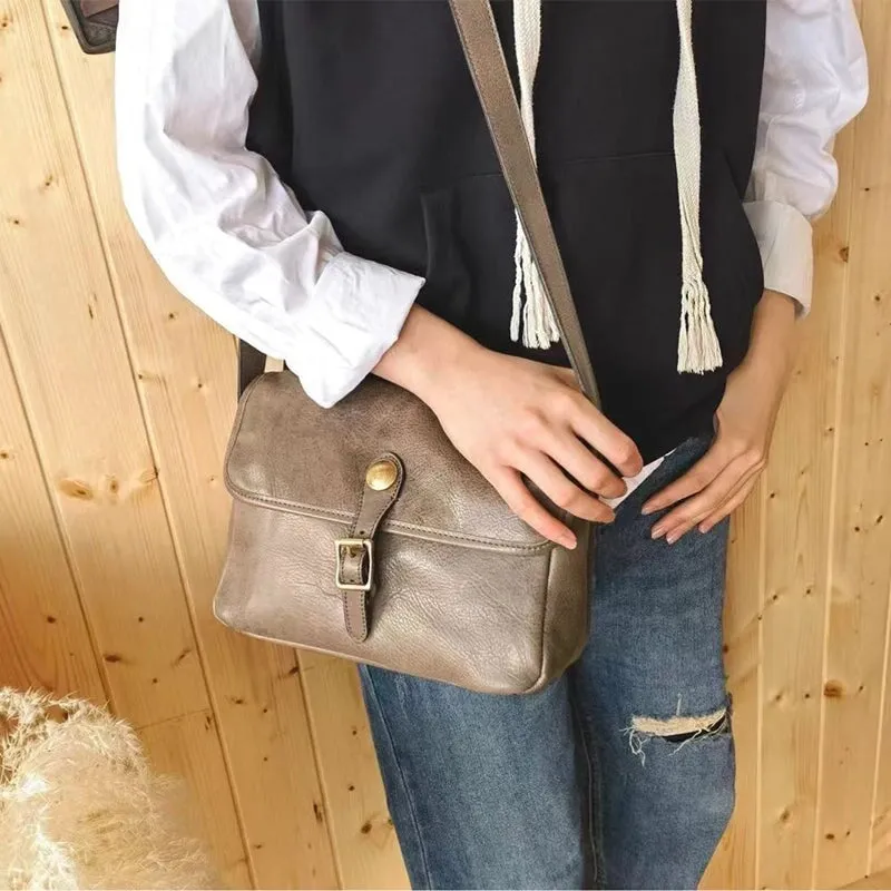 American Vintage Vegetable Tanned Leather Messenger Bag Women's Crossbody Bag