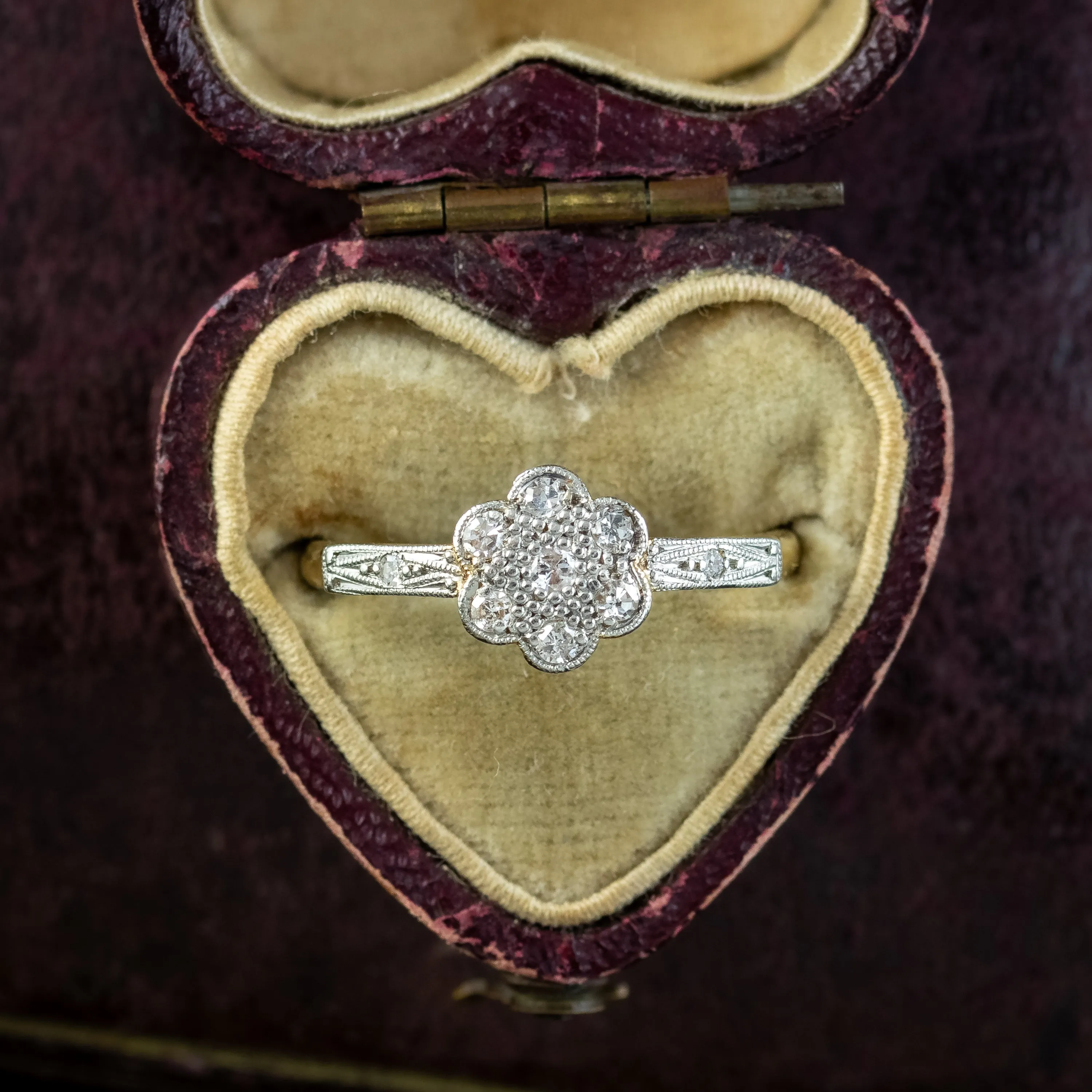 Antique Edwardian Diamond Daisy Cluster Ring