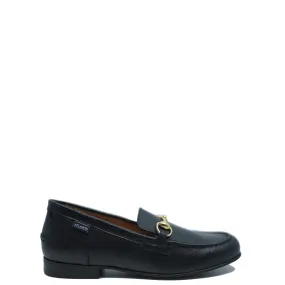 Atlanta Mocassin Black Pebbled Buckle Dress Shoe