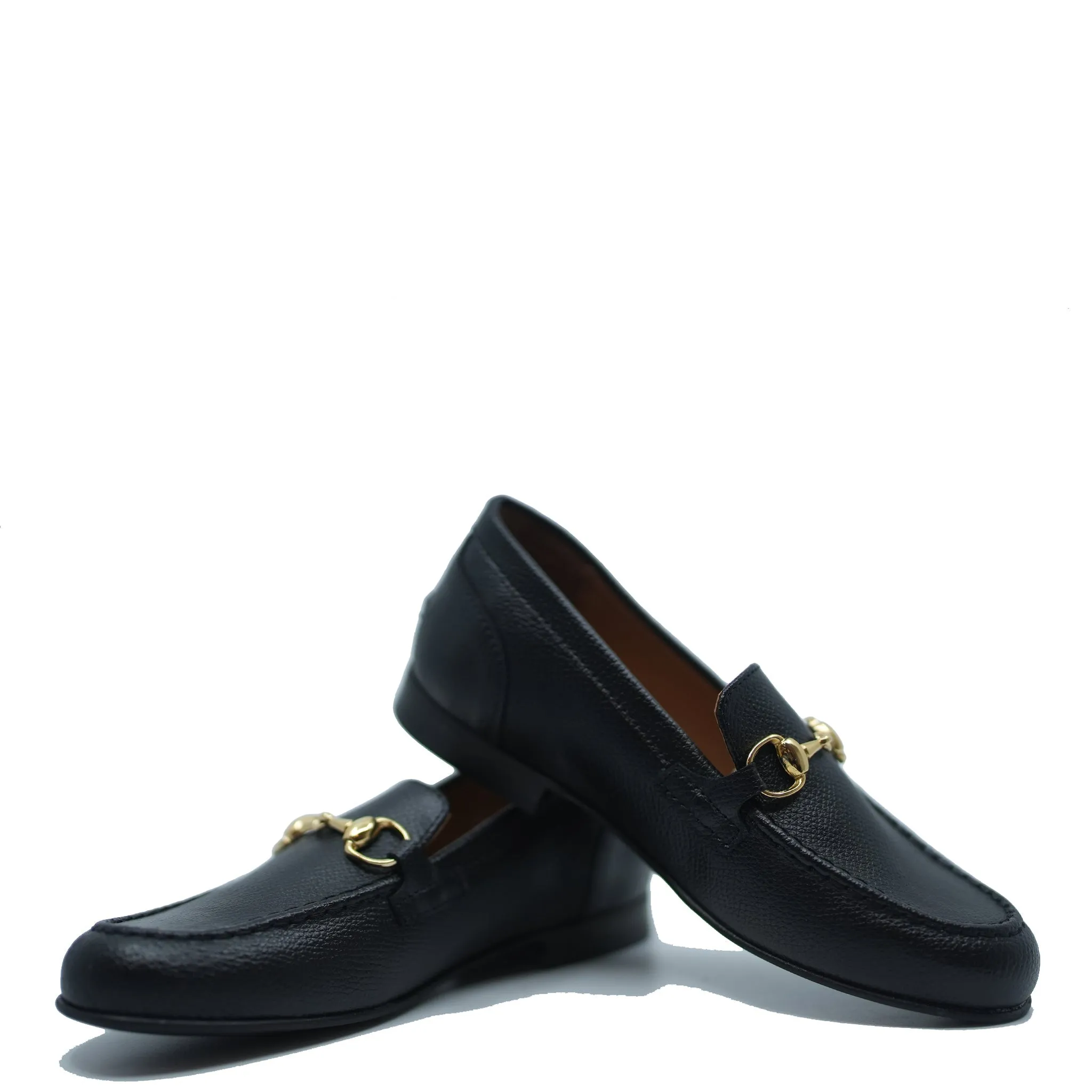 Atlanta Mocassin Black Pebbled Buckle Dress Shoe