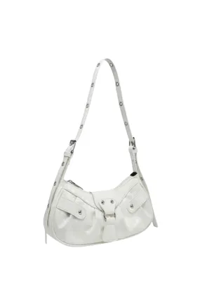 Aura Croc Shoulder Bag (White)