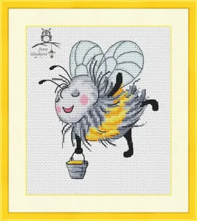 Bee with a bucket of honey - PDF Cross Stitch Pattern