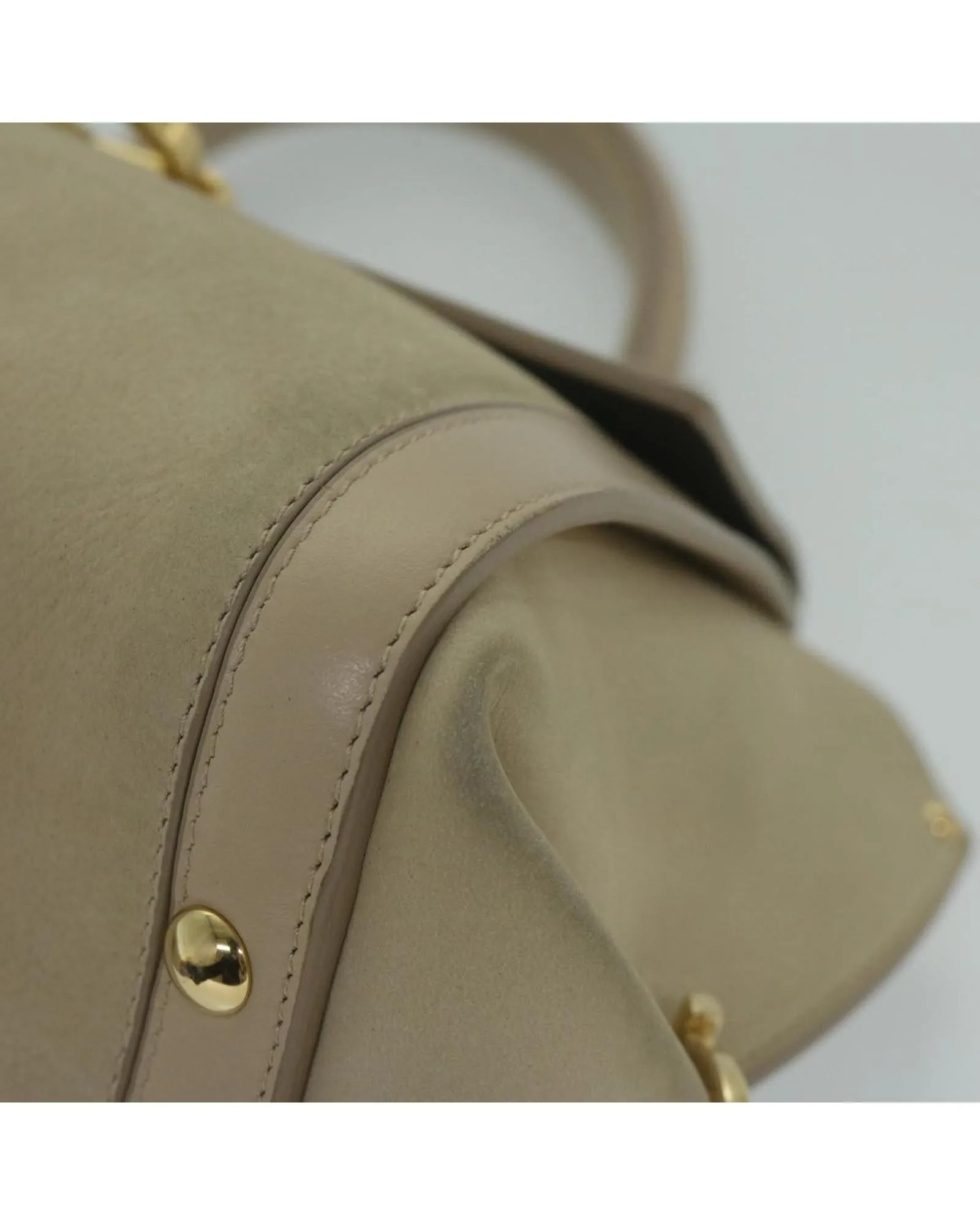 Beige Leather Gancini Shoulder Bag with Dust Bag and Shoulder Strap