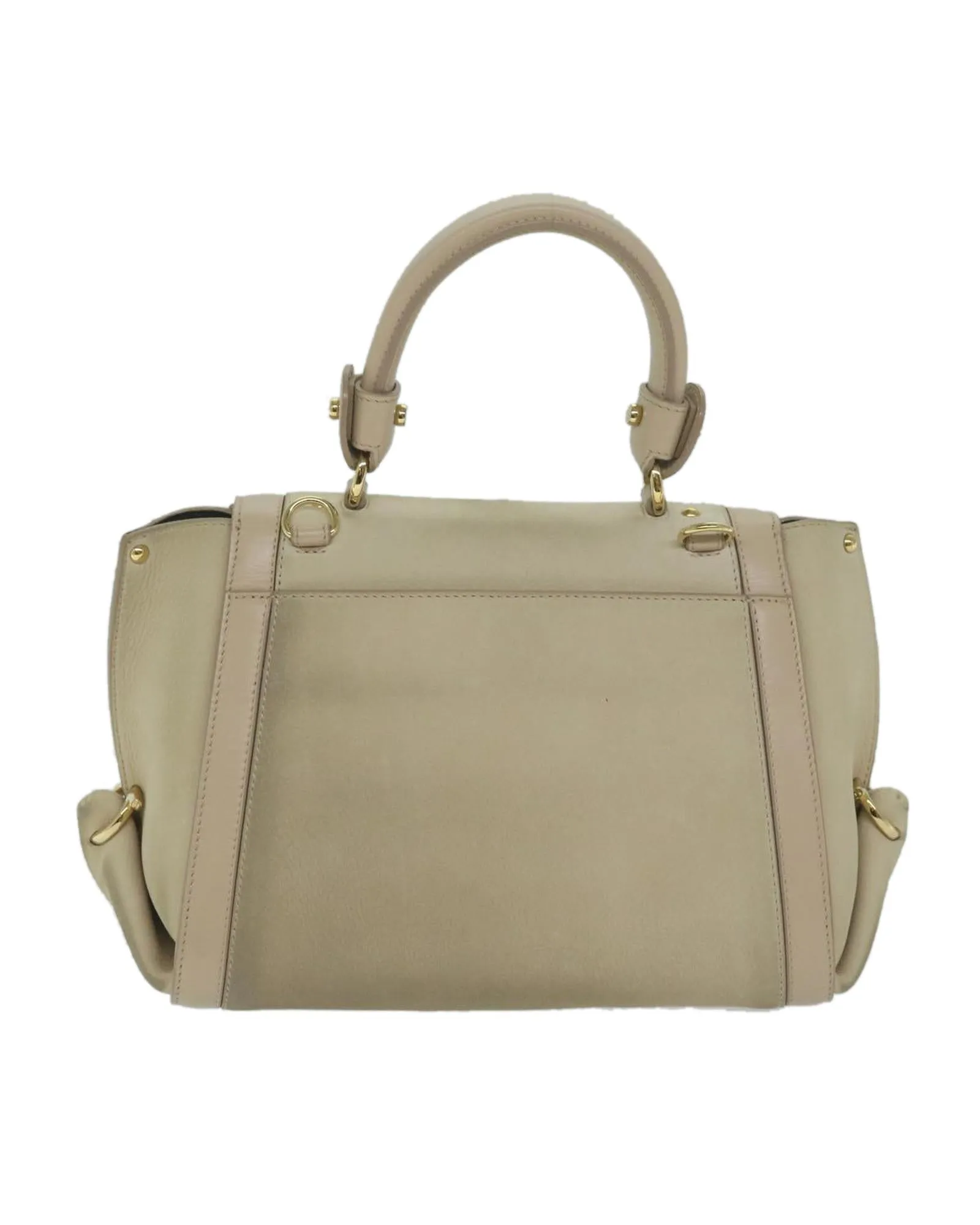 Beige Leather Gancini Shoulder Bag with Dust Bag and Shoulder Strap