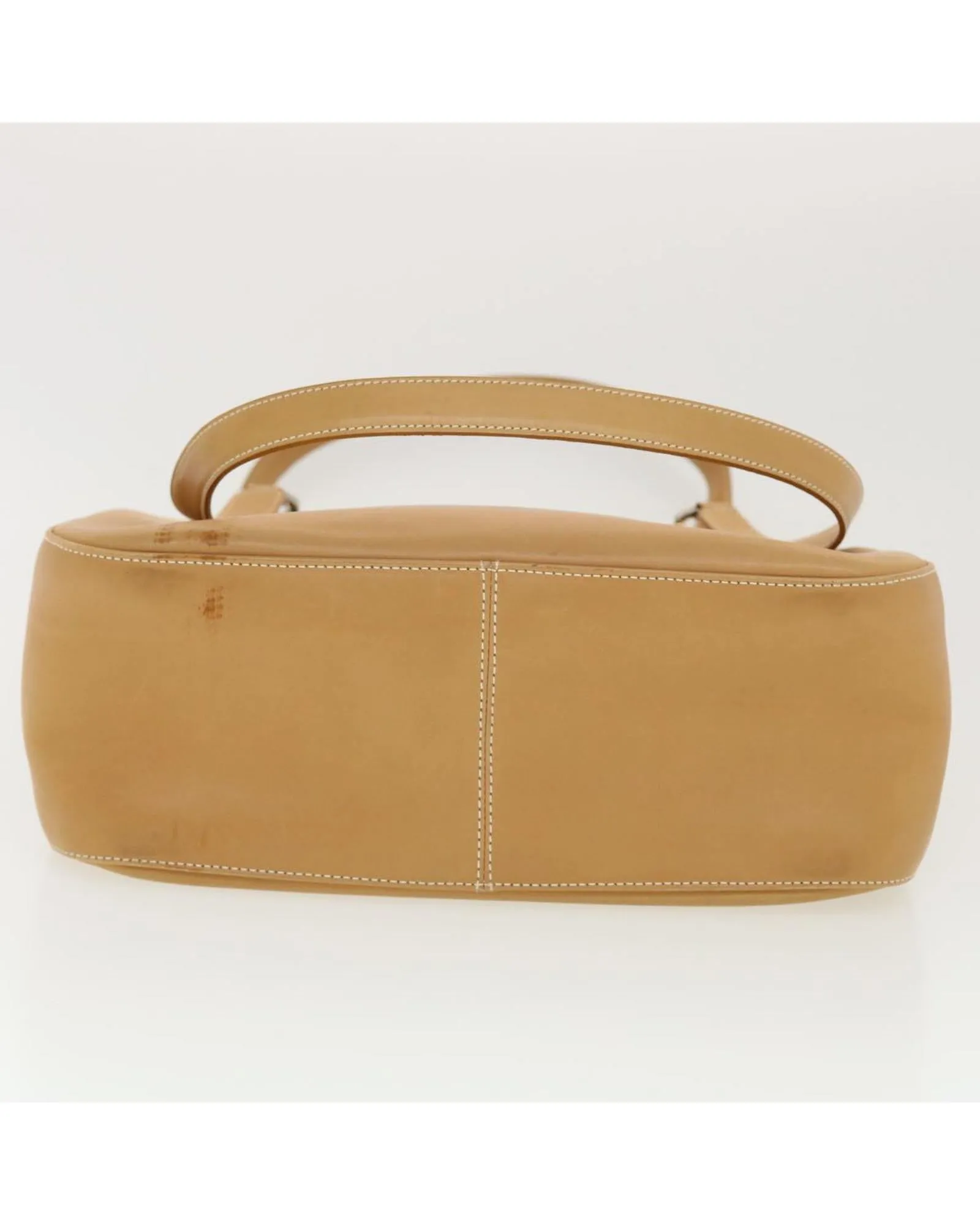 Beige Leather Shoulder Bag by Salvatore Ferragamo