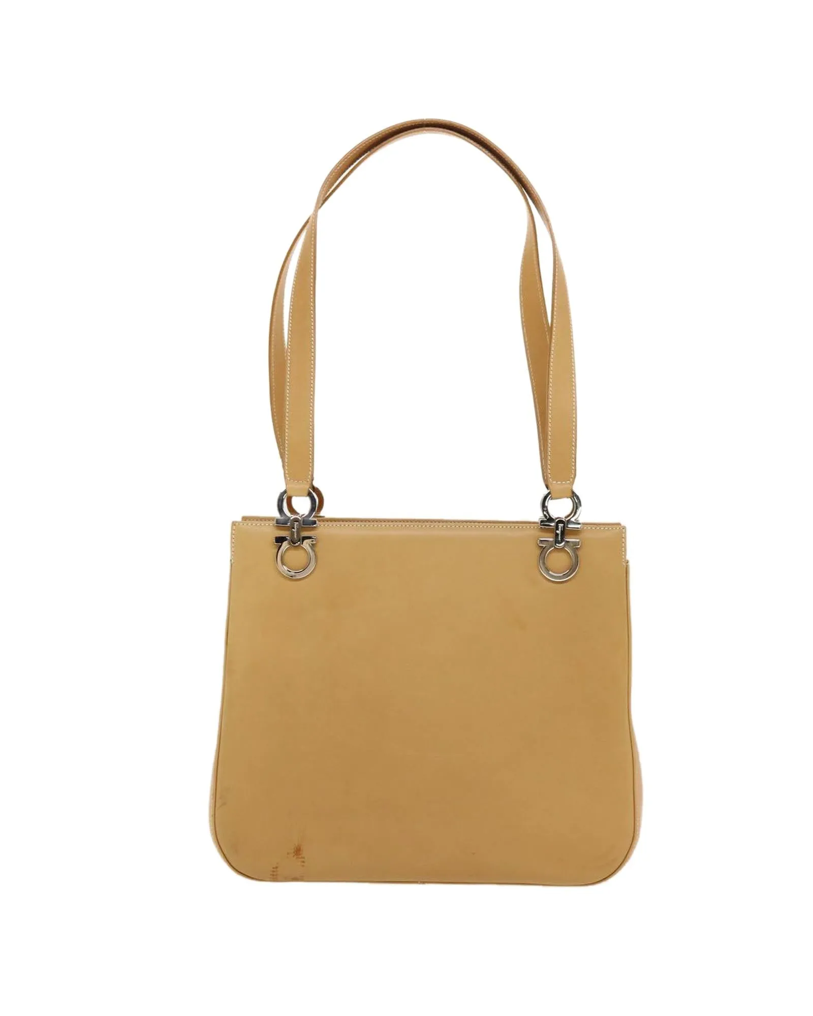 Beige Leather Shoulder Bag by Salvatore Ferragamo