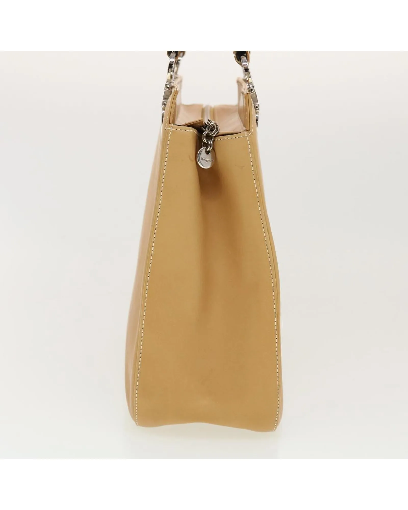 Beige Leather Shoulder Bag by Salvatore Ferragamo