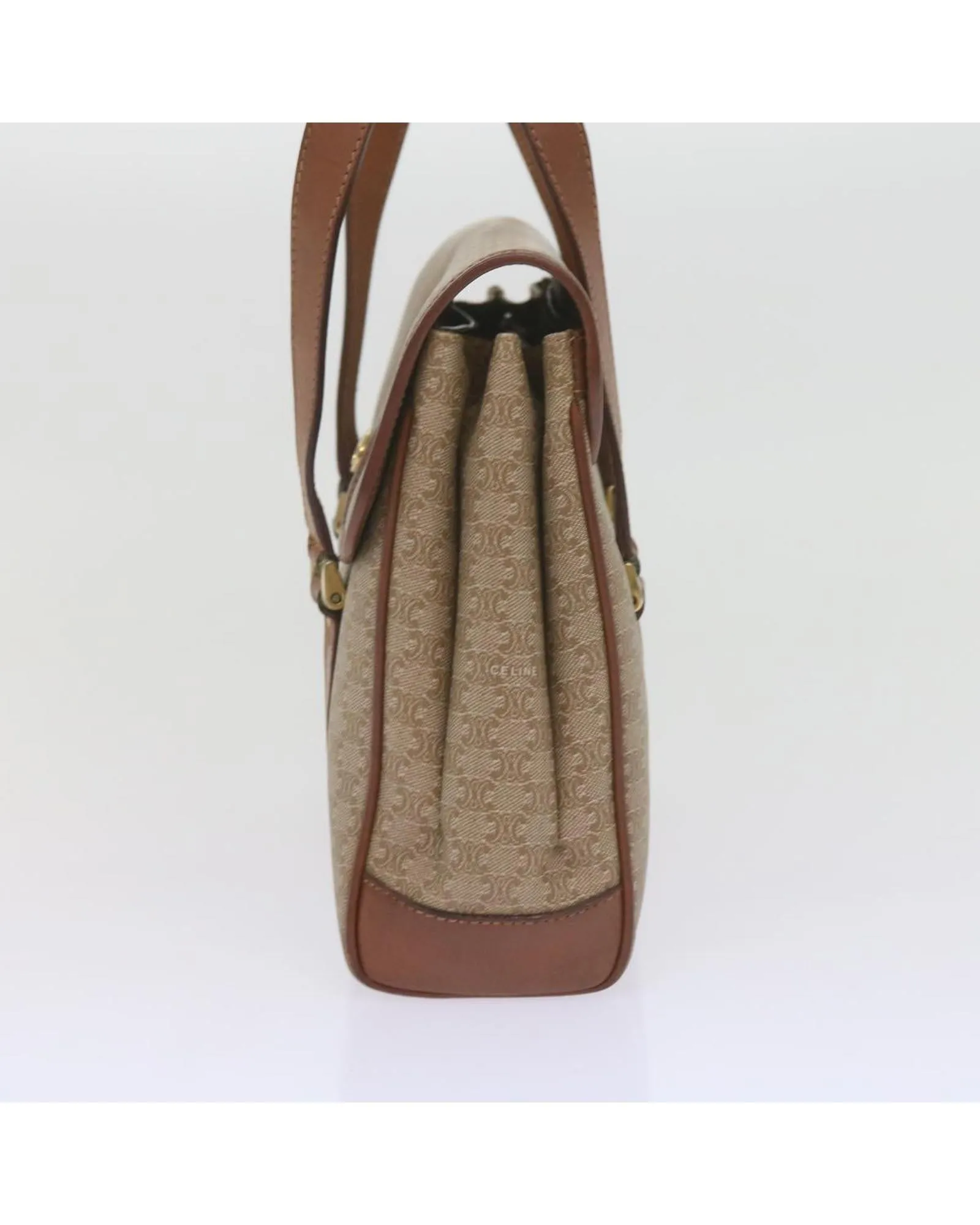 Beige Macadam Canvas Shoulder Bag by Celine