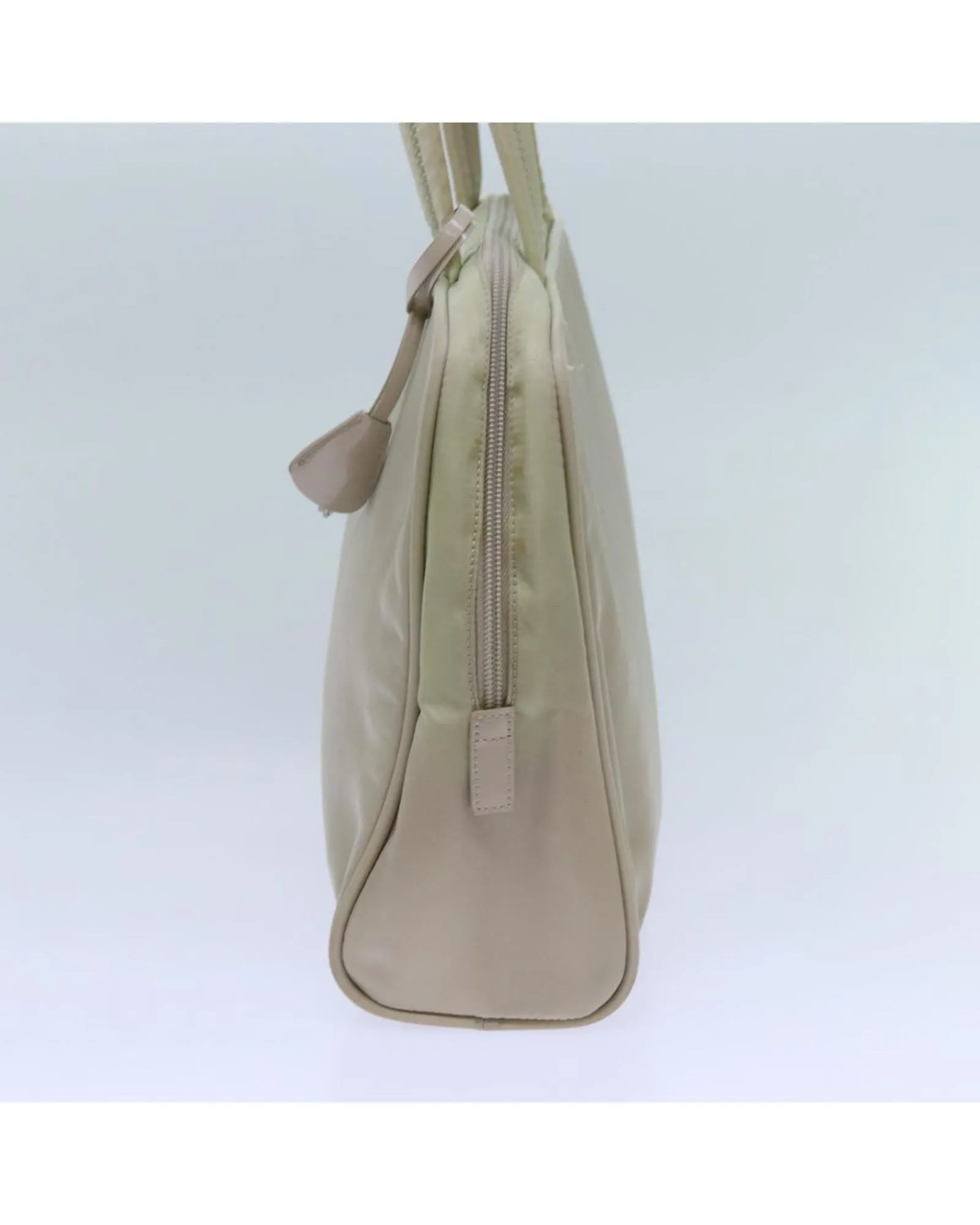 Beige Nylon Shoulder Bag with Padlock and Key Accessory