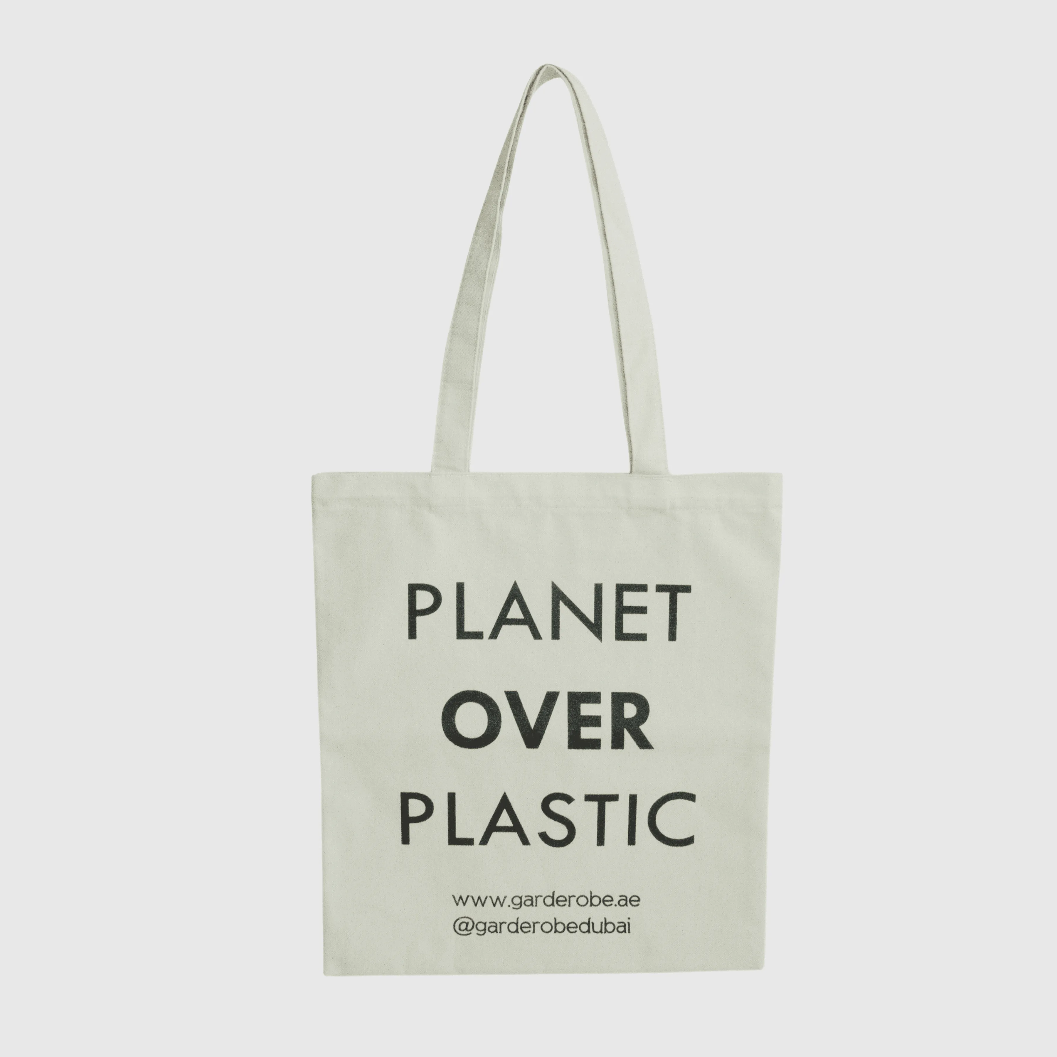 Beige/Black Planet Over Plastic Tote Bag