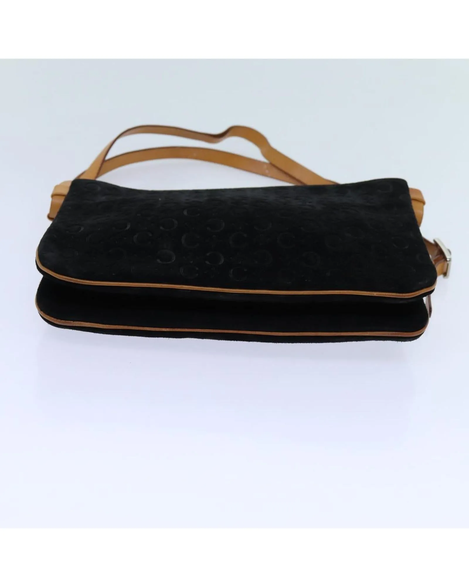 Black Canvas Shoulder Bag with Adjustable Strap - Authentic Celine Design