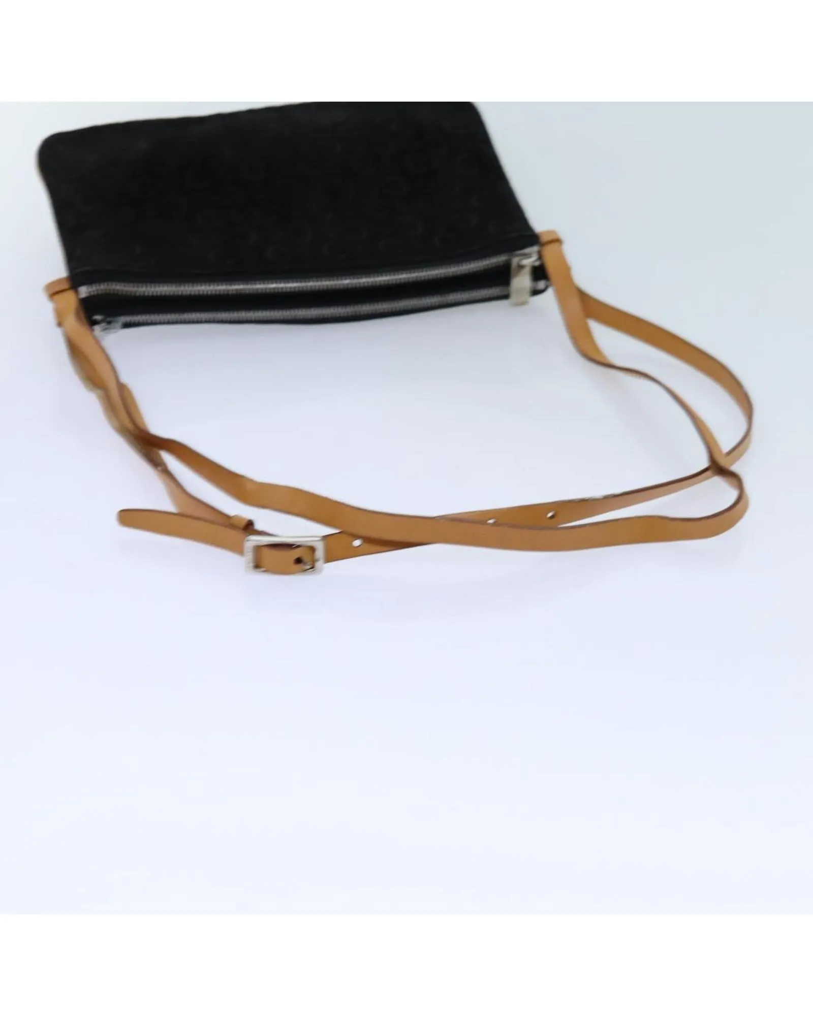 Black Canvas Shoulder Bag with Adjustable Strap - Authentic Celine Design