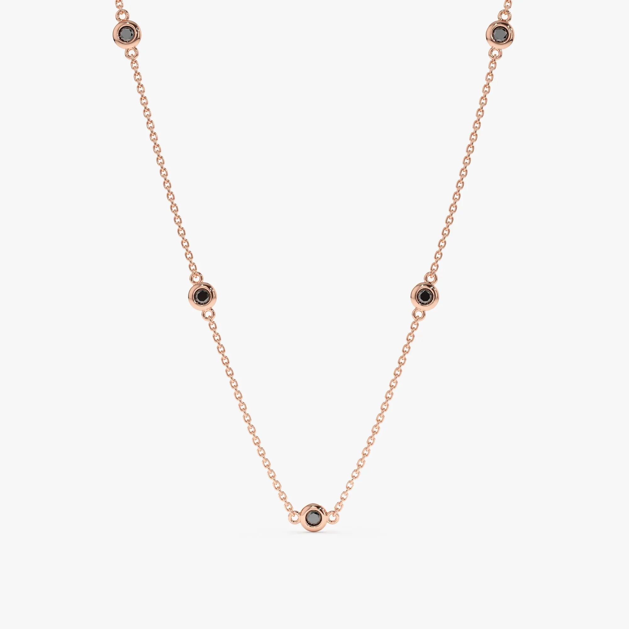 Black Diamond Station Necklace, Gwen