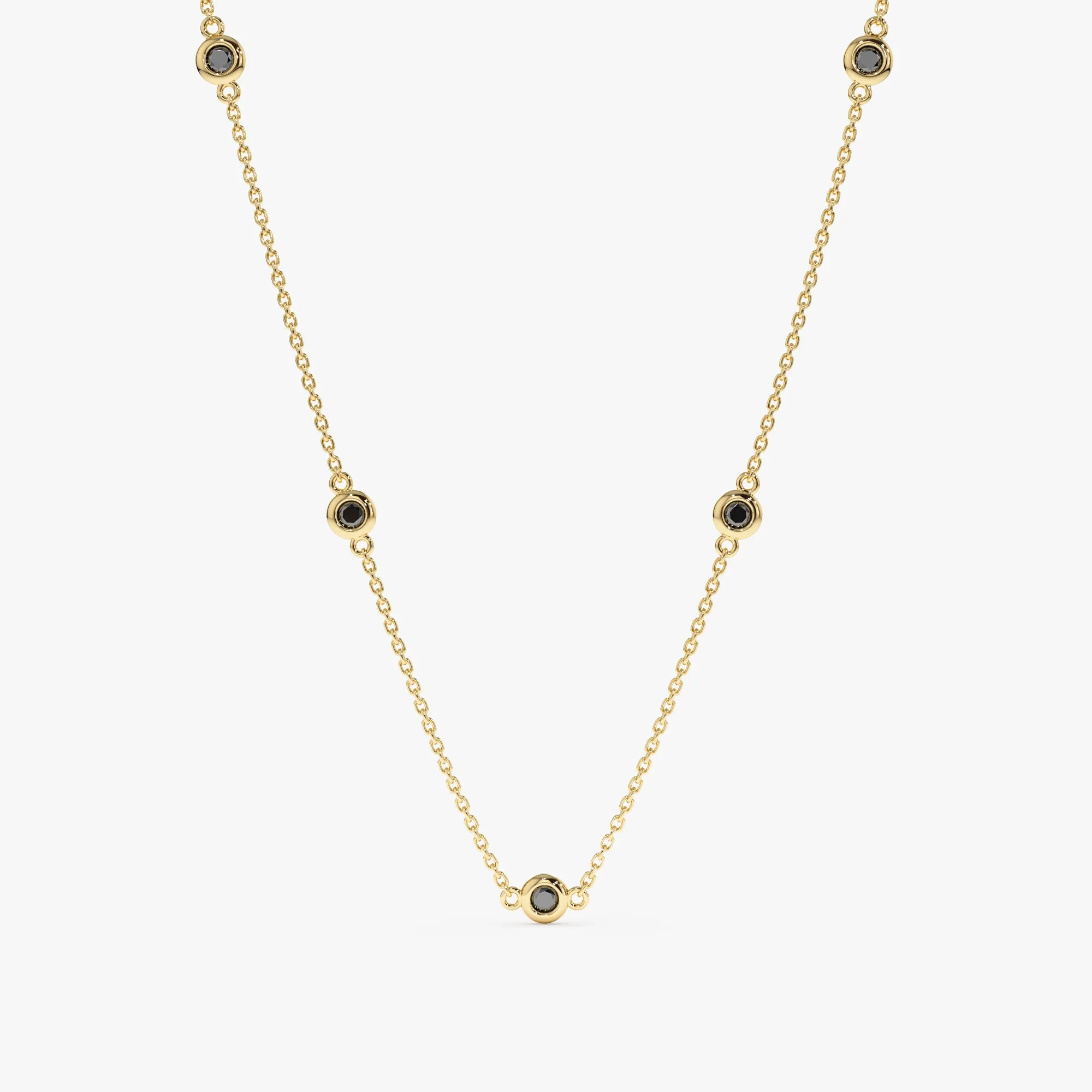 Black Diamond Station Necklace, Gwen