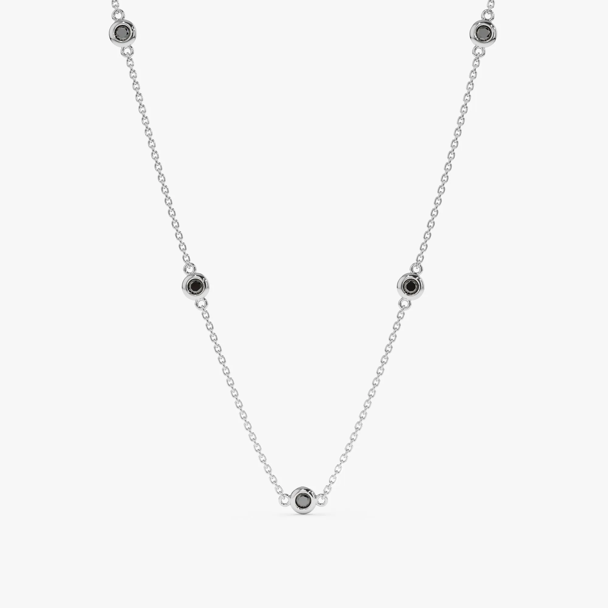 Black Diamond Station Necklace, Gwen