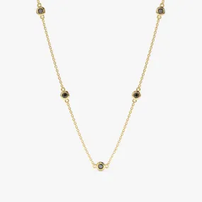 Black Diamond Station Necklace, Gwen