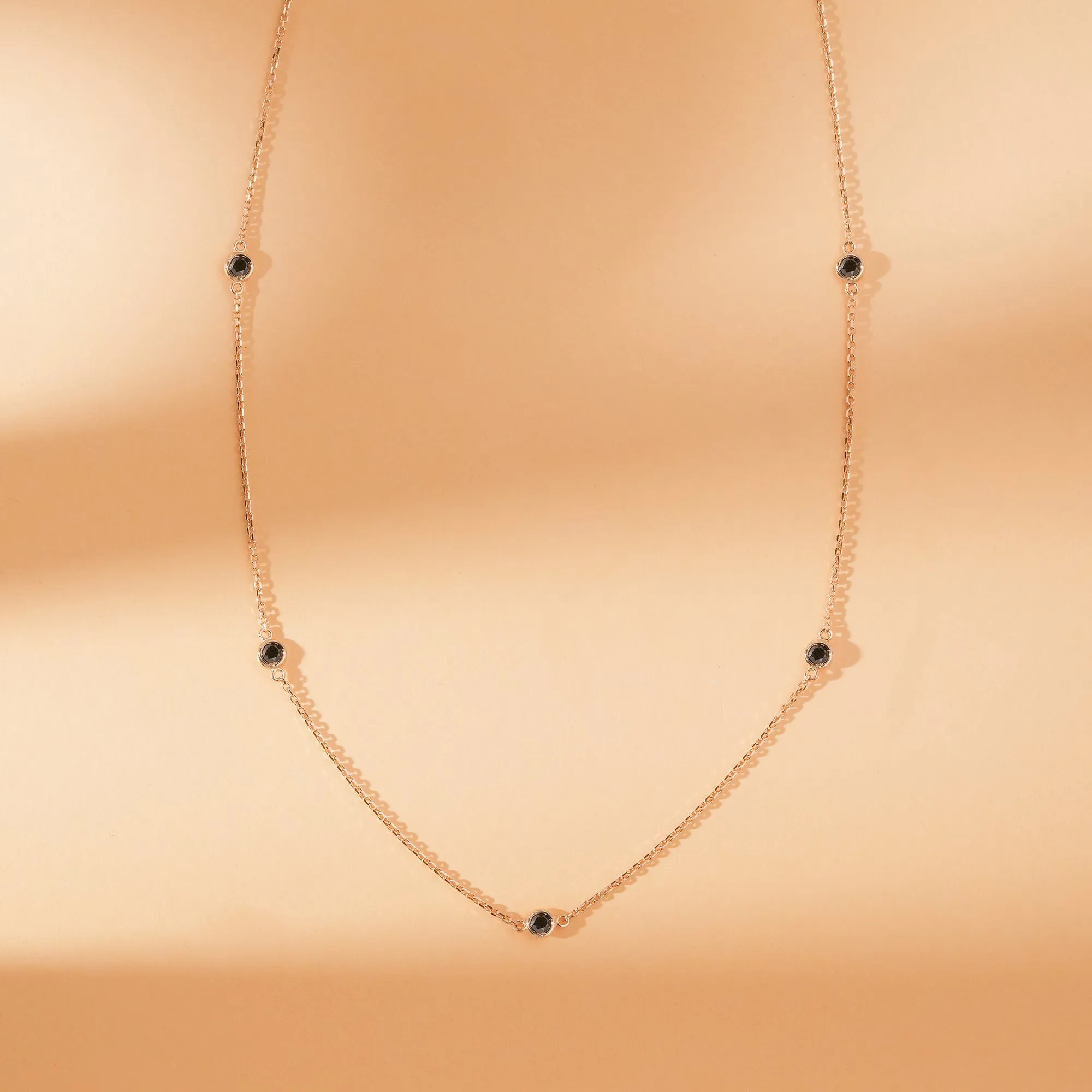 Black Diamond Station Necklace, Gwen