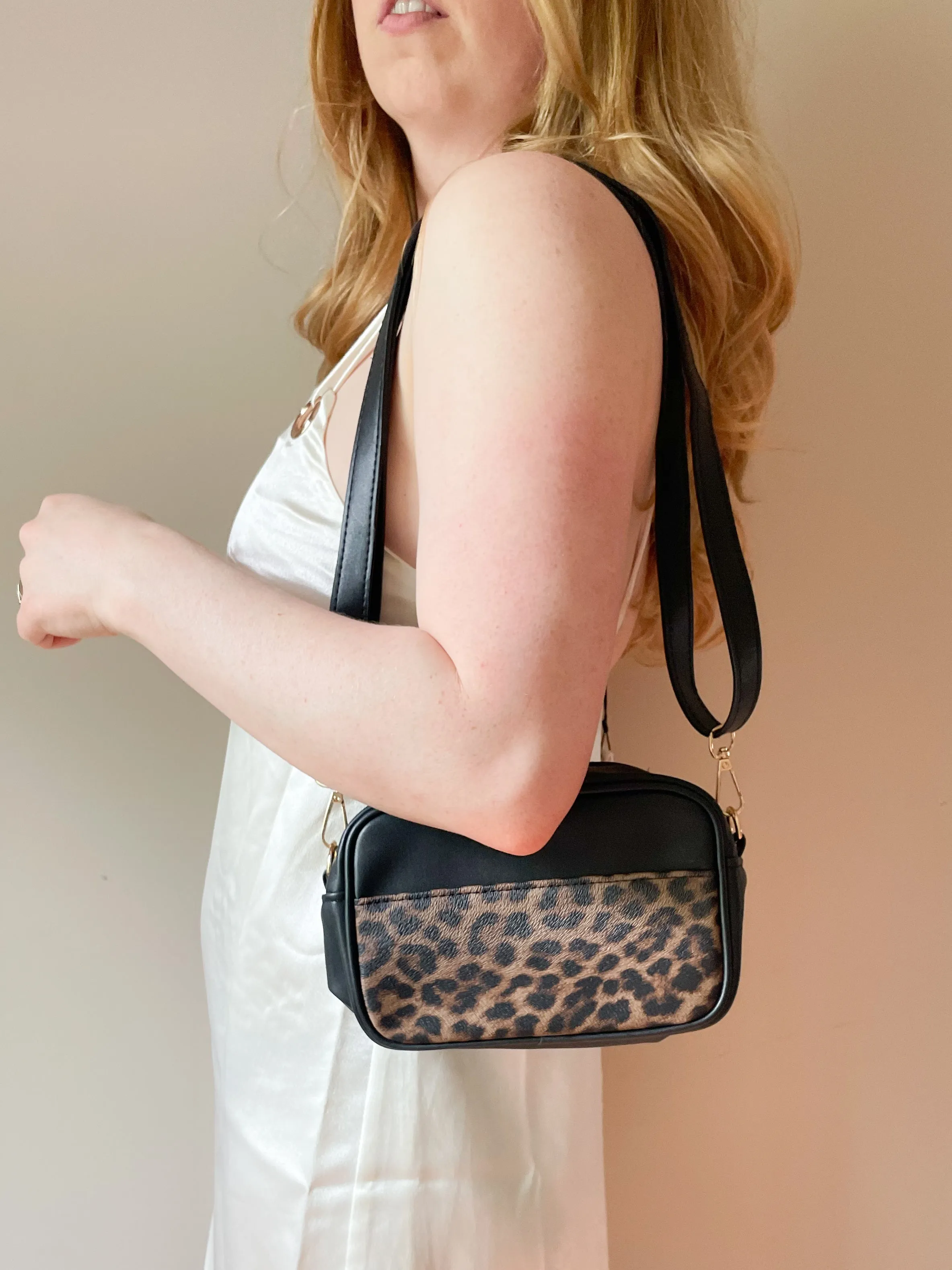 Black Leopard Gold Zipper 3-in-1 Purse