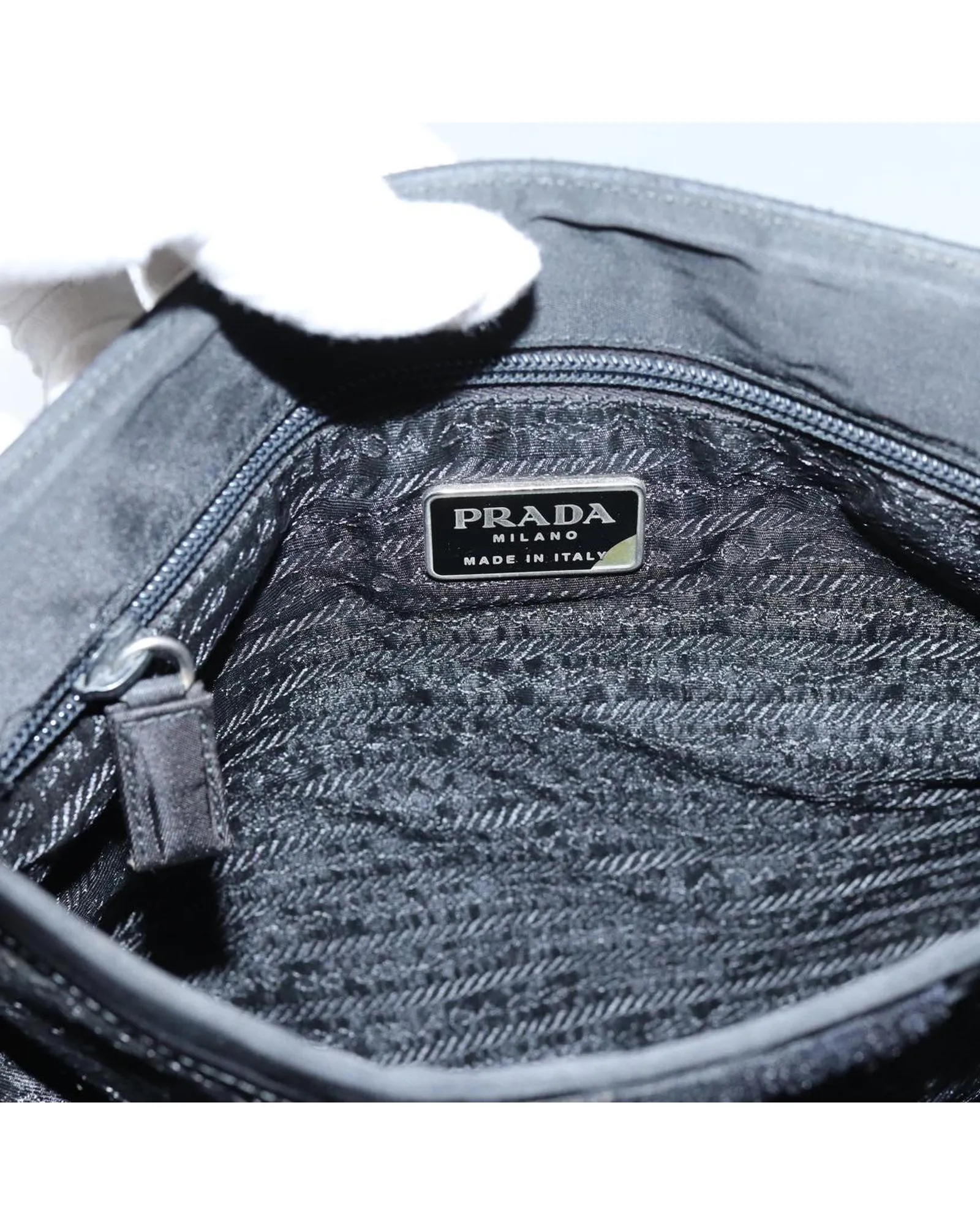 Black Nylon Shoulder Bag with 27cm Drop