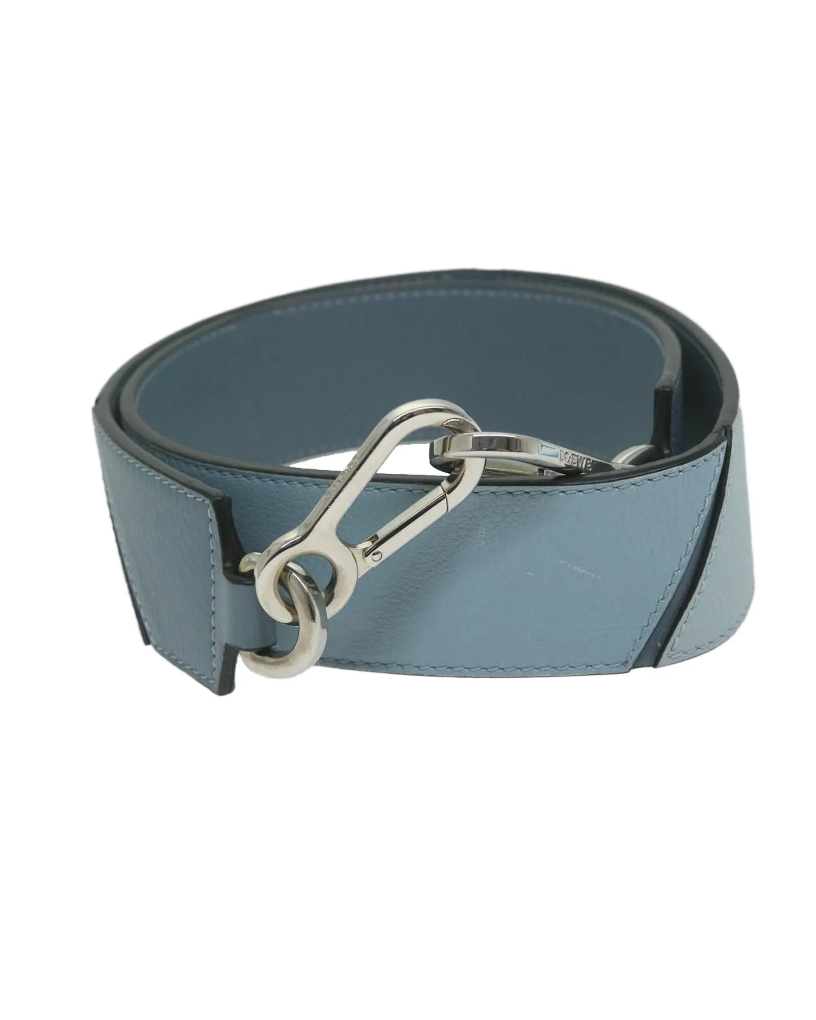 Blue Leather Shoulder Strap for Puzzle Bag by LOEWE