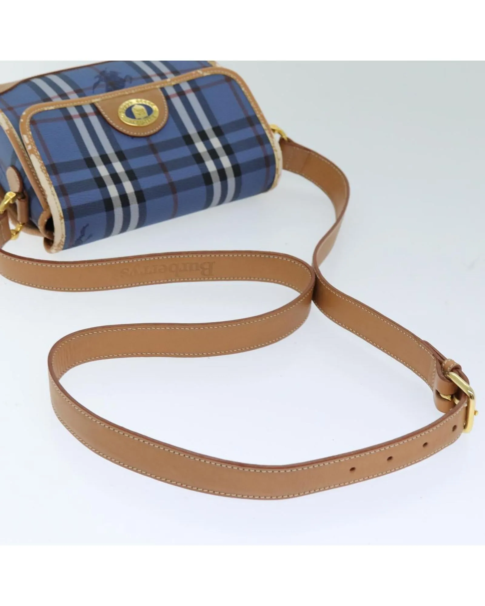 Blue PVC Nova Check Shoulder Bag - Authentic Burberrys