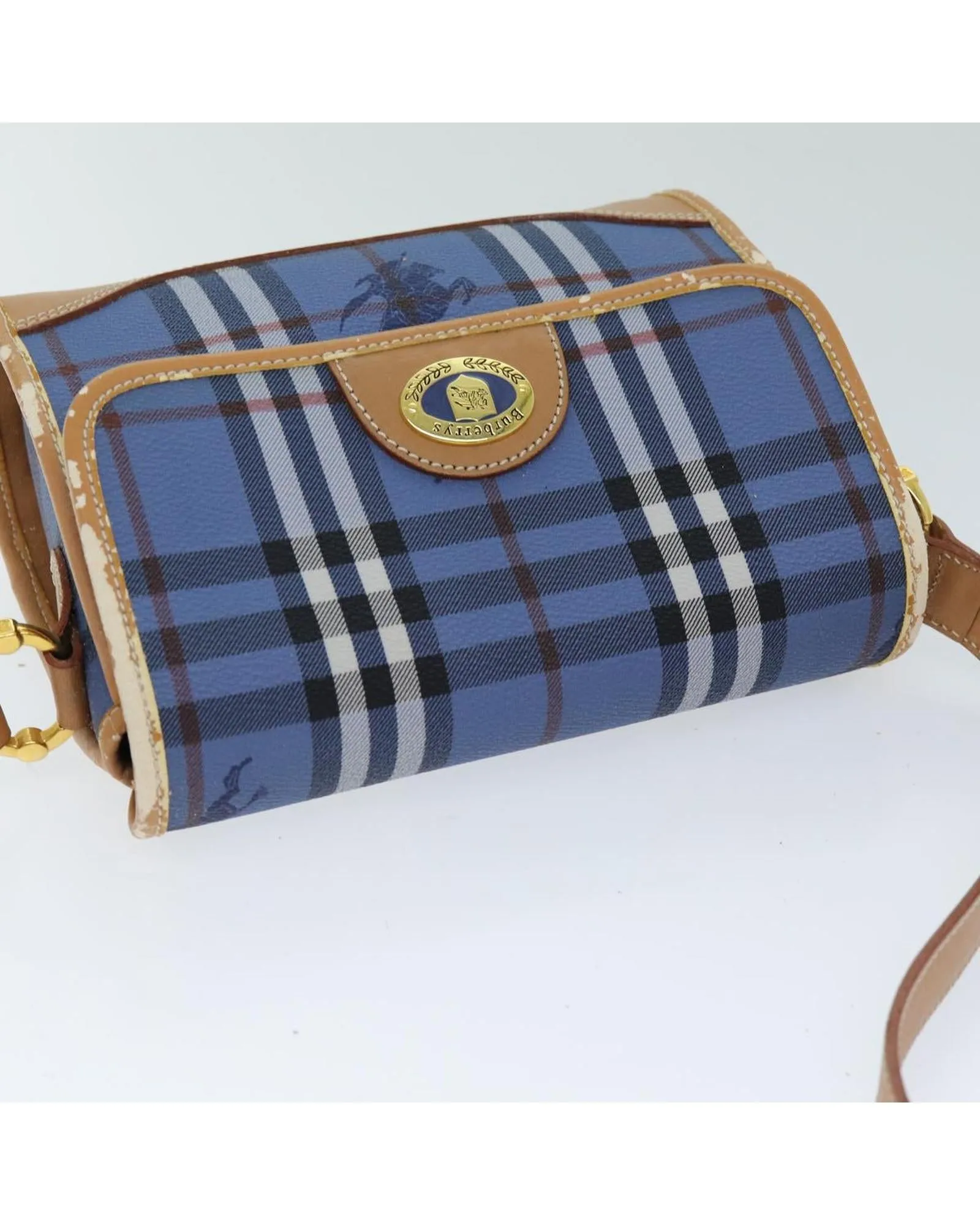 Blue PVC Nova Check Shoulder Bag - Authentic Burberrys