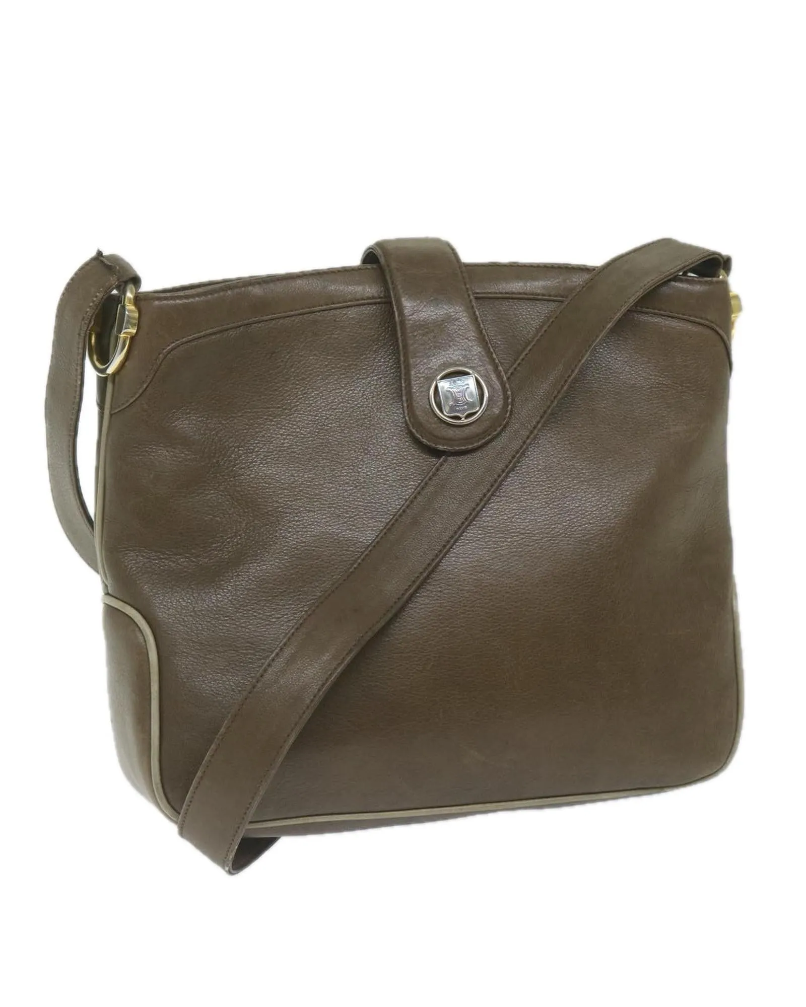 Brown Leather Shoulder Bag by Celine