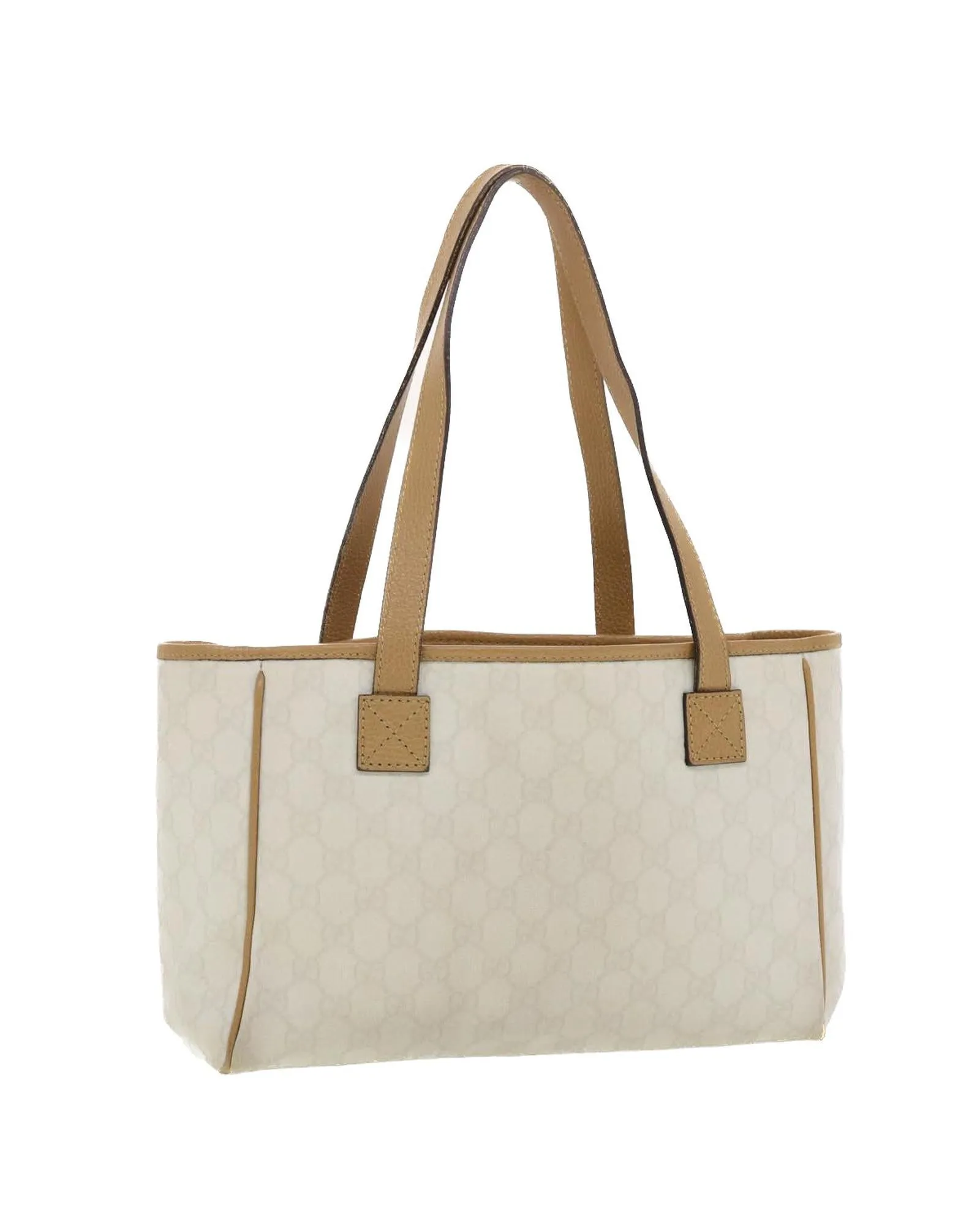 Canvas Shoulder Bag with GG Pattern in White