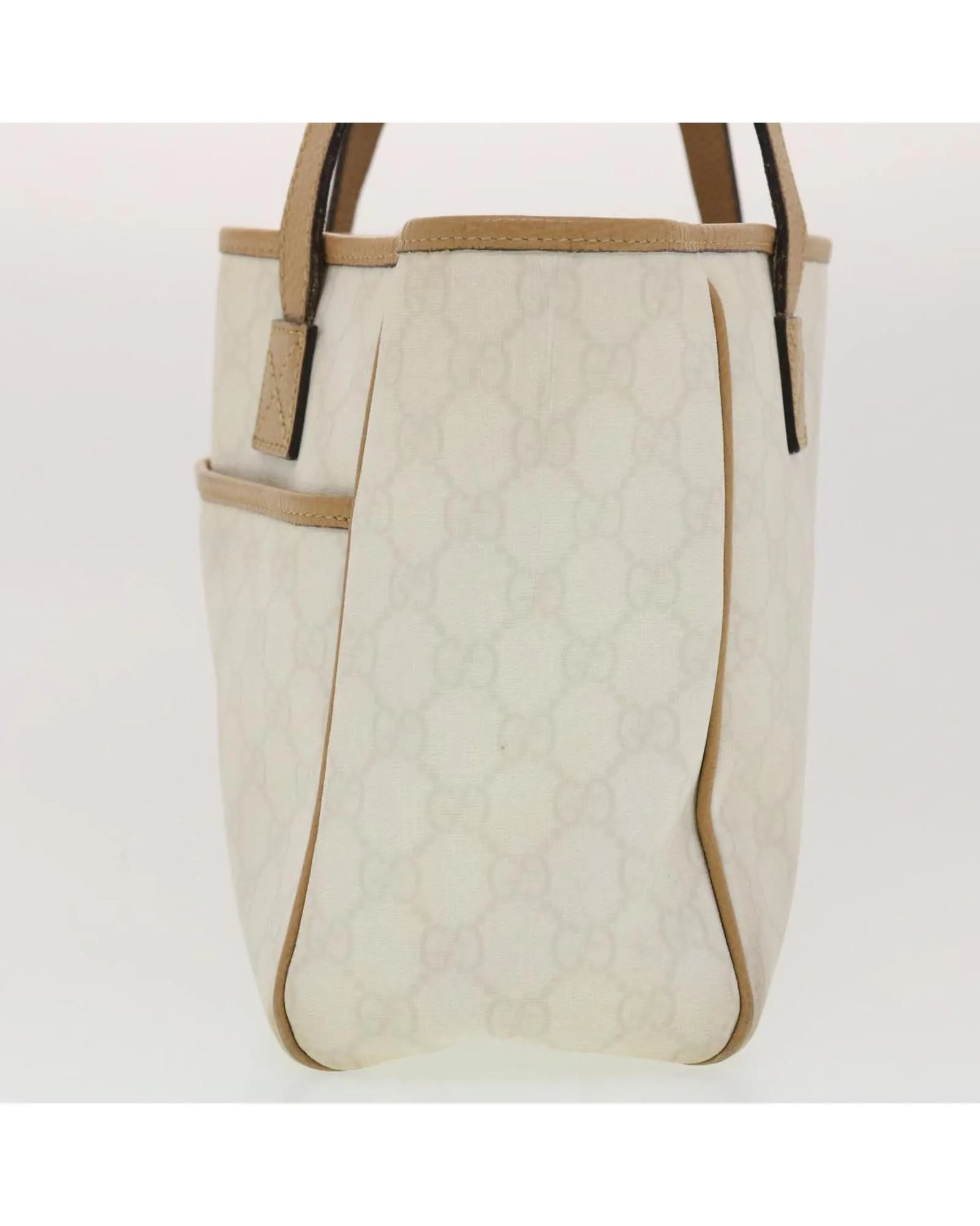 Canvas Shoulder Bag with GG Pattern in White