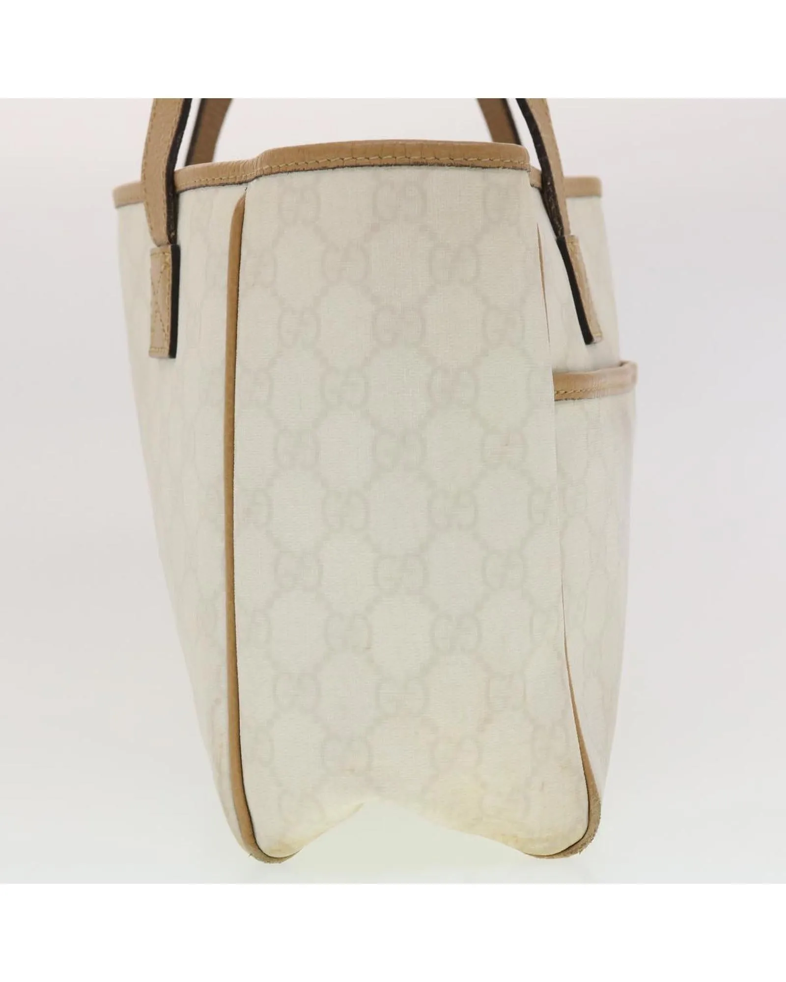 Canvas Shoulder Bag with GG Pattern in White