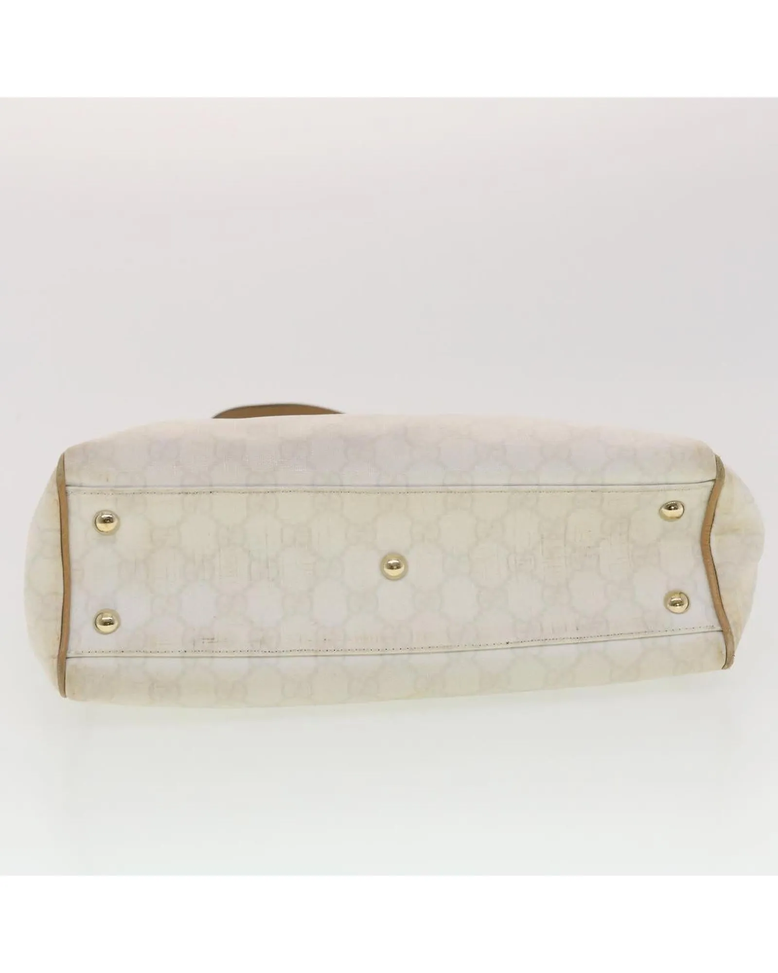 Canvas Shoulder Bag with GG Pattern in White