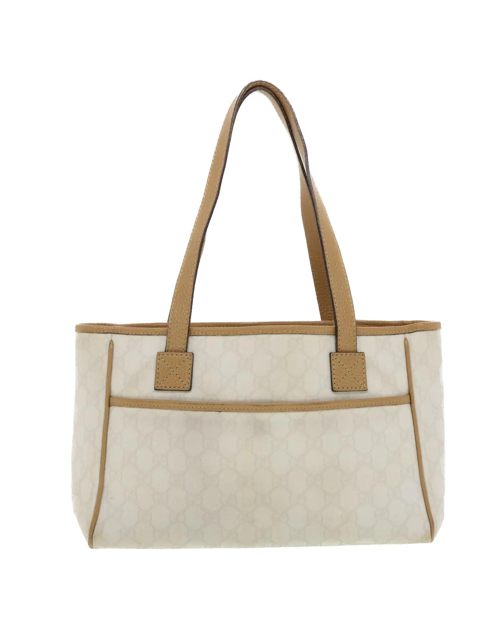 Canvas Shoulder Bag with GG Pattern in White