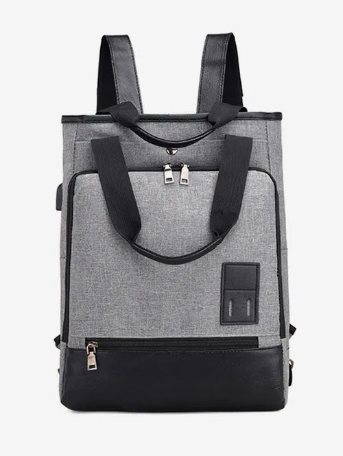 Casual Color Block Top Handle Backpack