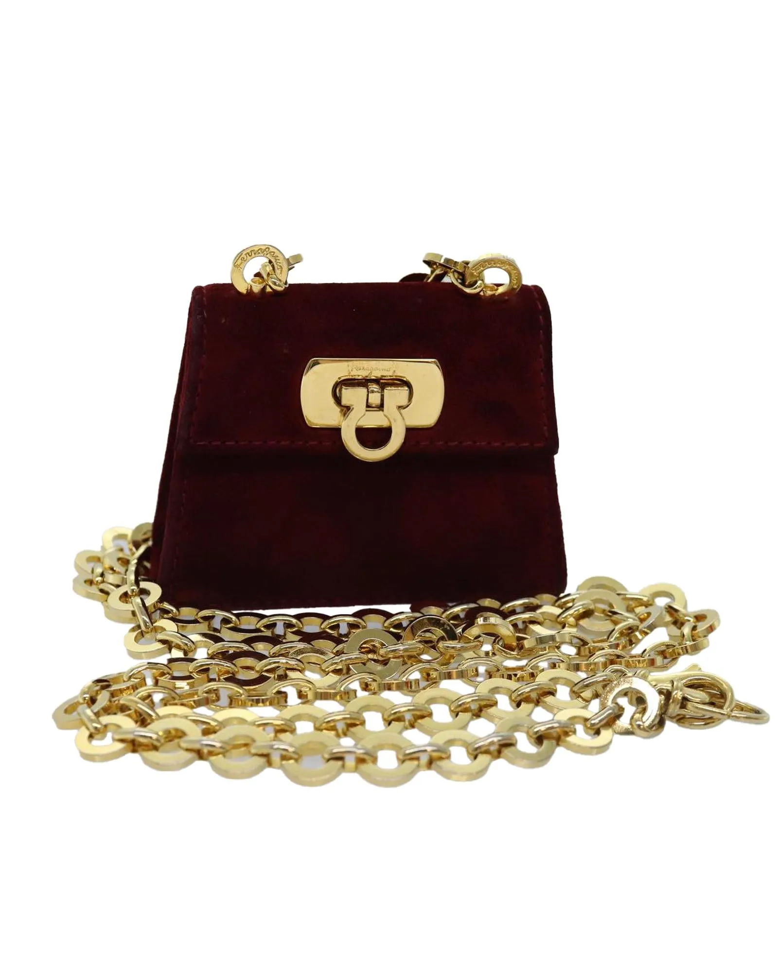 Chain Shoulder Bag in Suede with Dust Bag and Item Box